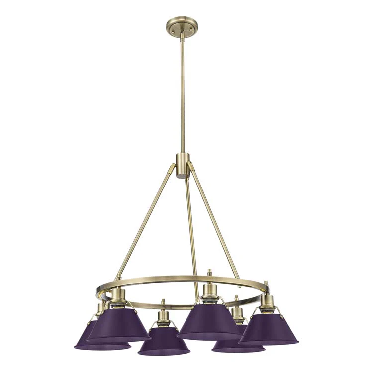 Orwell 6-light Chandelier in Aged Brass and Exotic Purple shade - Image 2