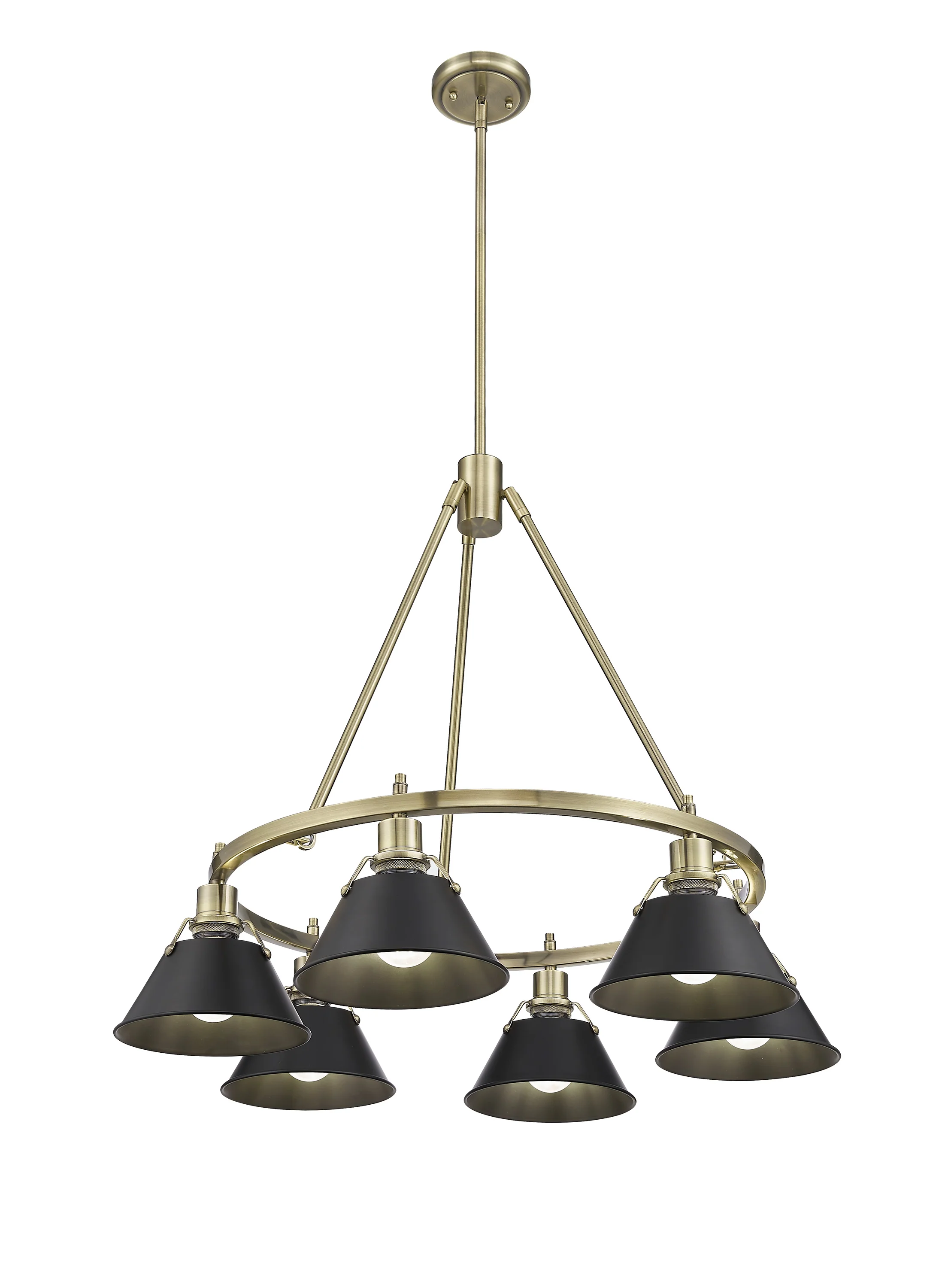 Orwell 6-light Chandelier in Aged Brass and Matte Black shade - Image 2