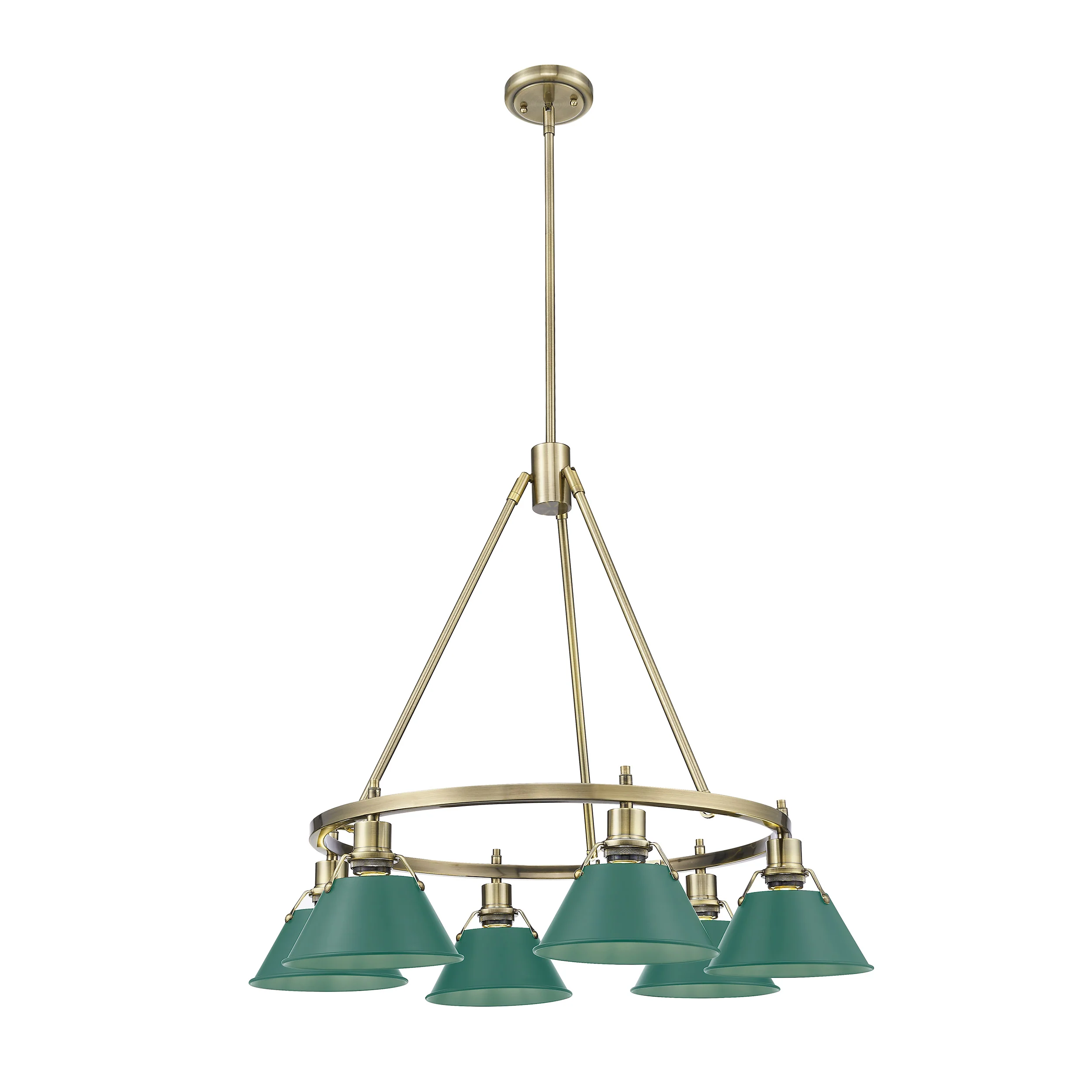 Orwell 6-light Chandelier in Aged Brass and Pine Green shade - Image 2