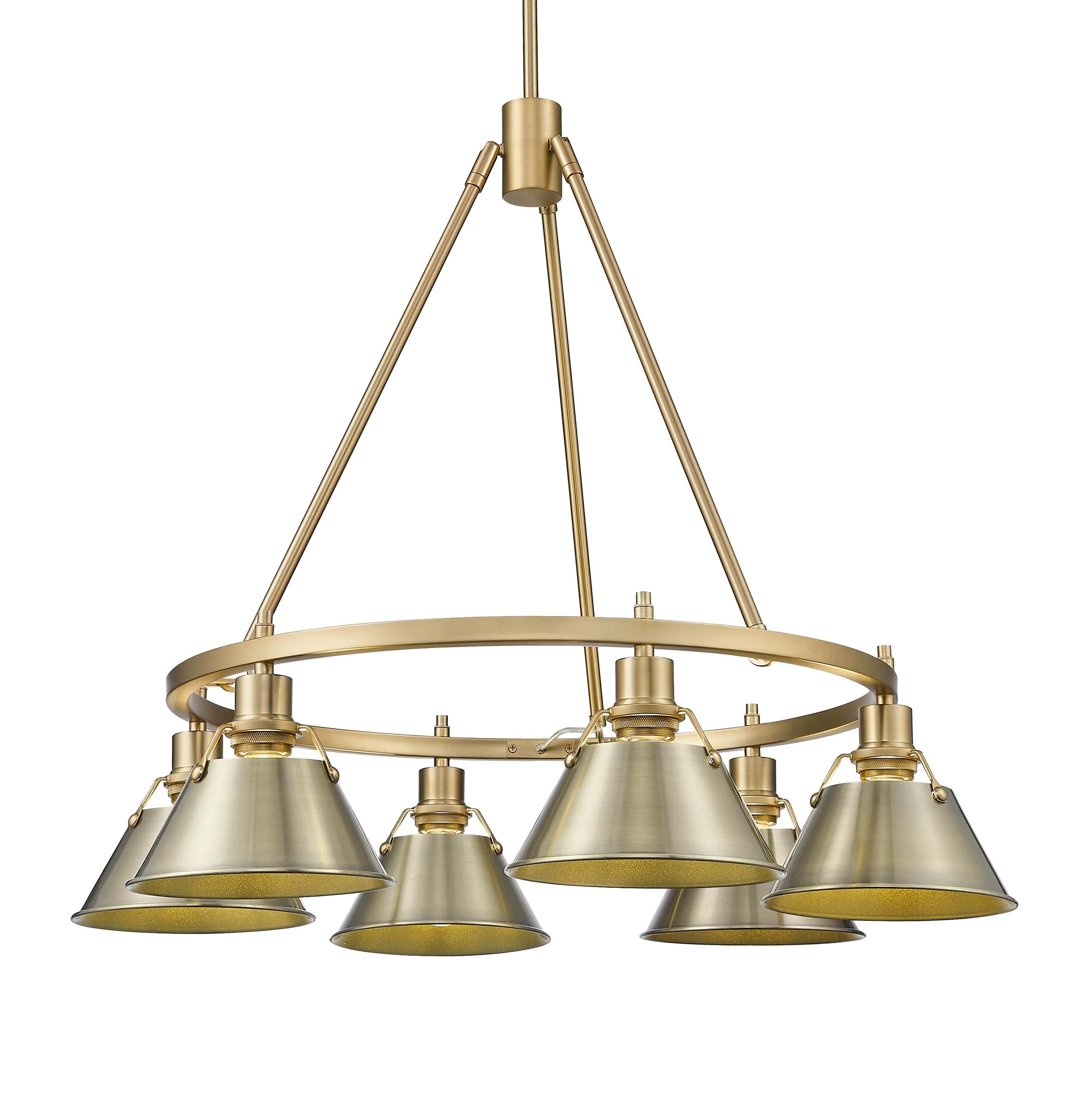 Orwell 6-light Chandelier in Brushed Champagne Brass and Aged Brass shade