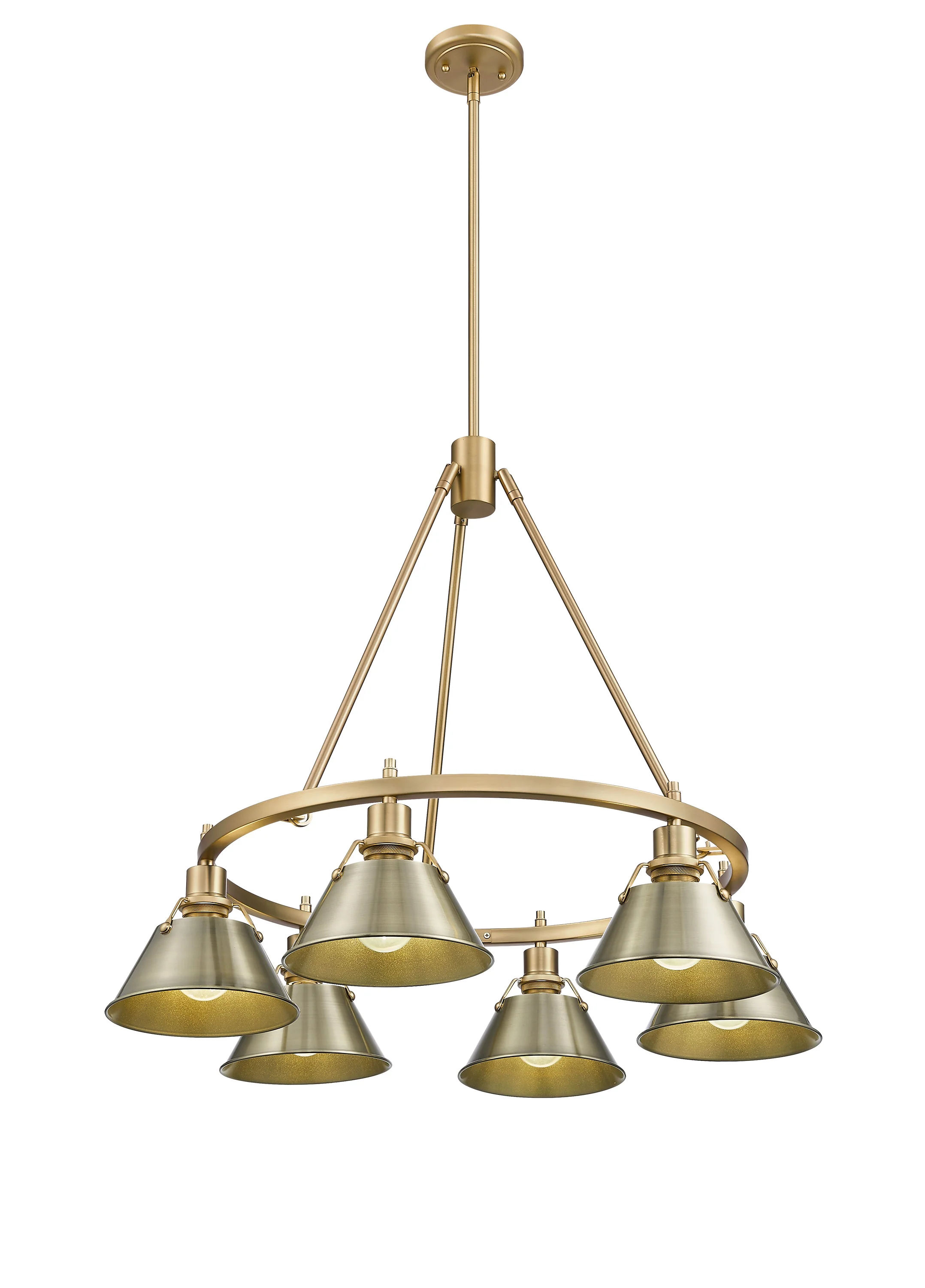 Orwell 6-light Chandelier in Brushed Champagne Brass and Aged Brass shade - Image 2