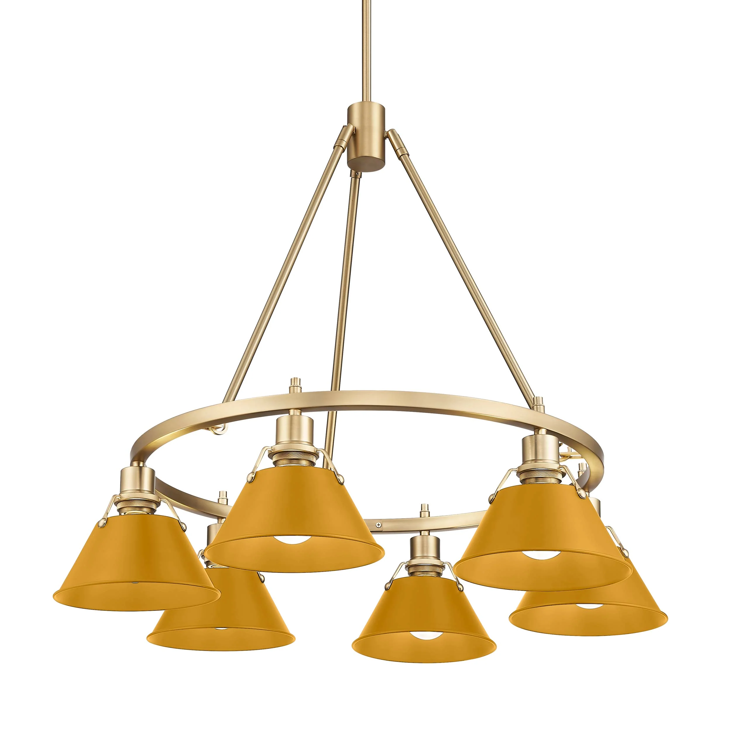 Orwell 6-light Chandelier in Brushed Champagne Brass and Auric Yellow shade