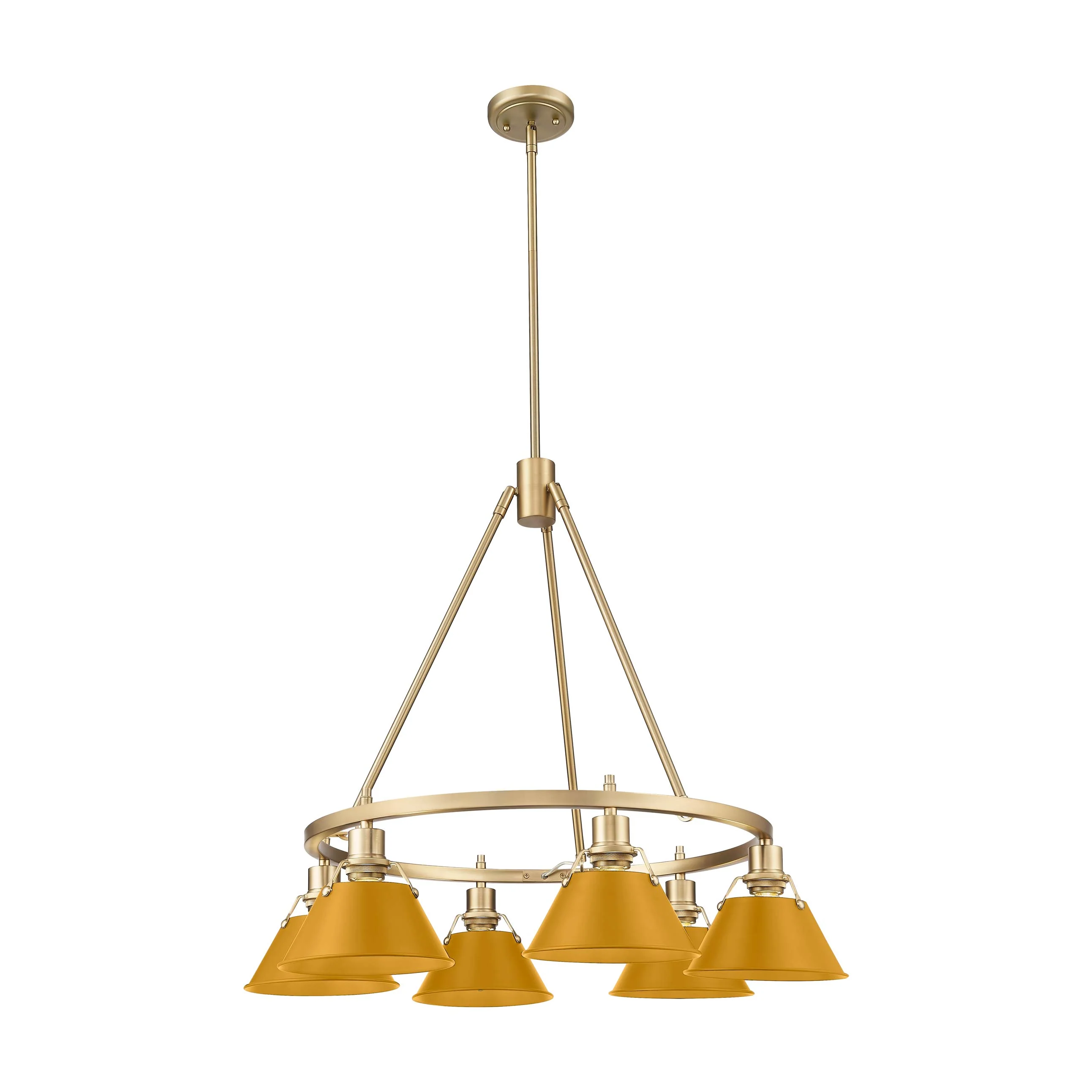 Orwell 6-light Chandelier in Brushed Champagne Brass and Auric Yellow shade - Image 2