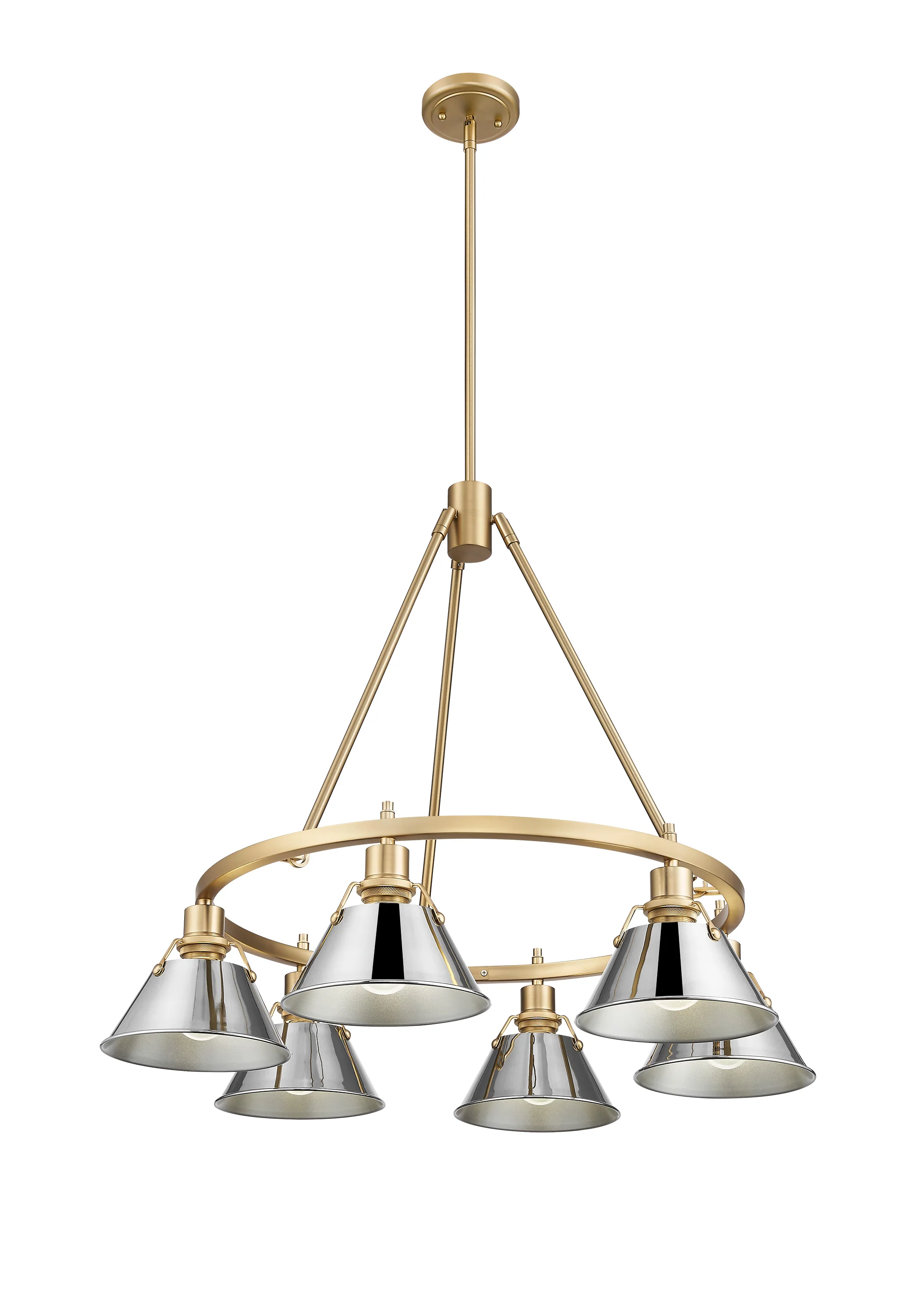 Orwell 6-light Chandelier in Brushed Champagne Brass and Chrome shade - Image 2
