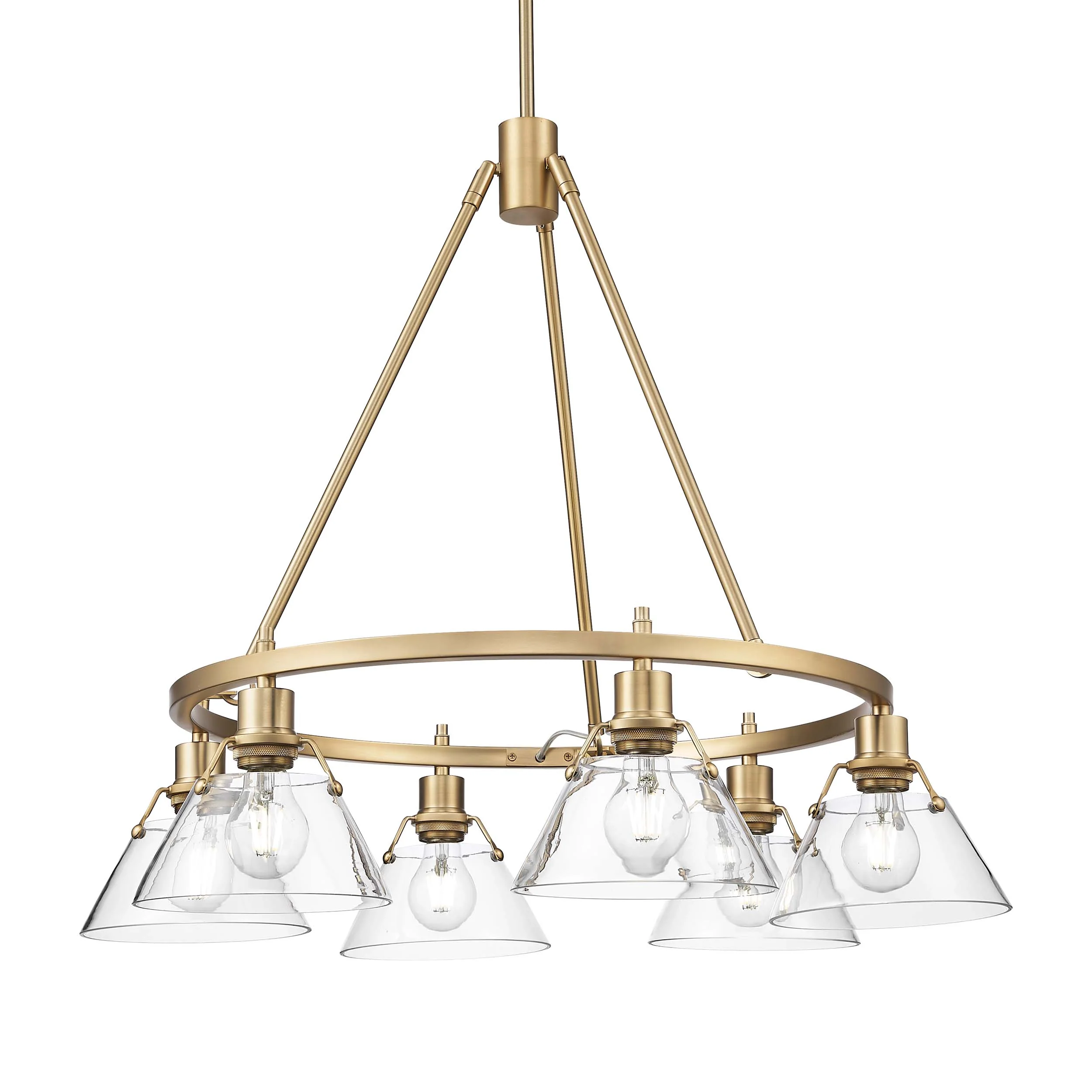 Orwell 6-light Chandelier in Brushed Champagne Brass and Clear Glass