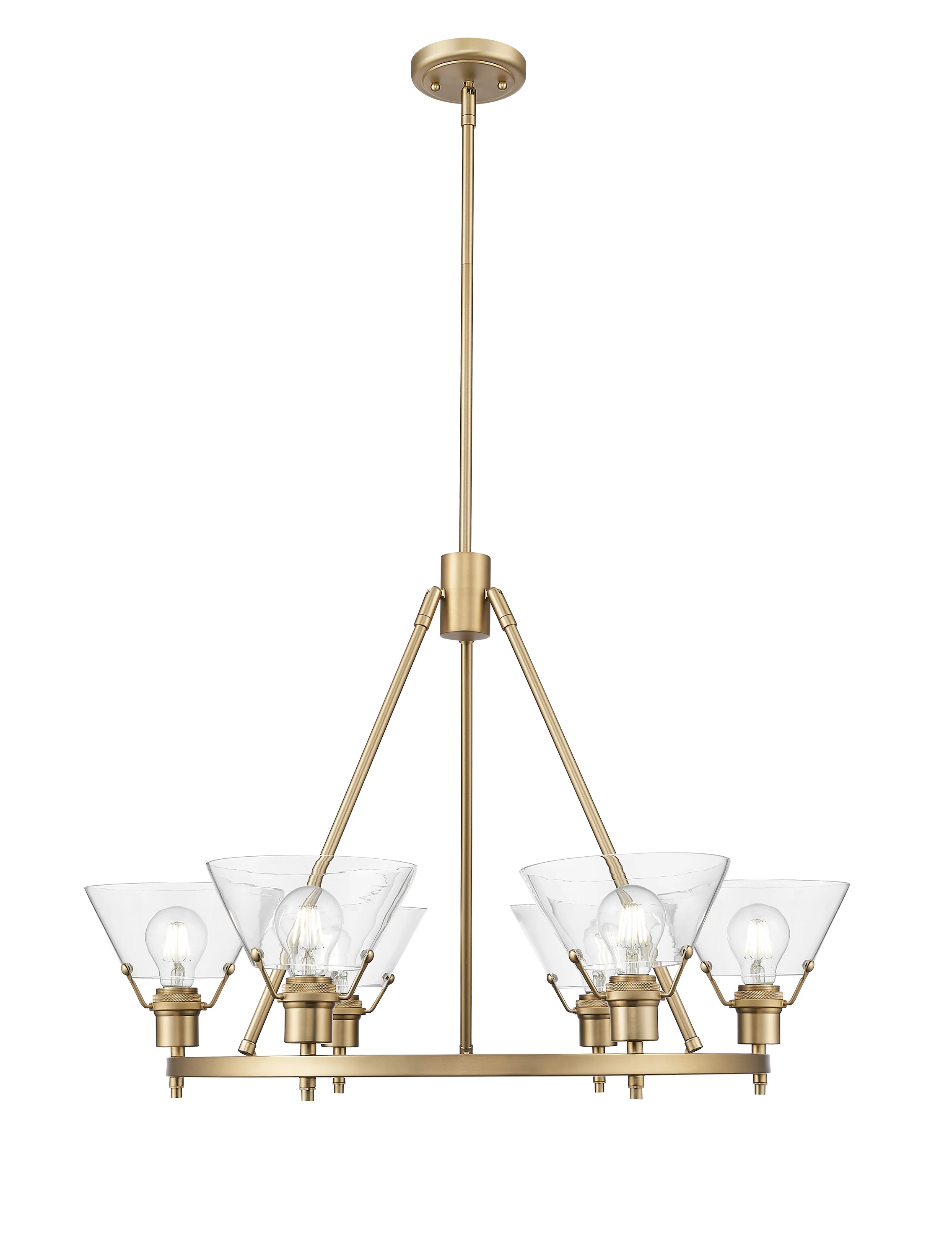 Orwell 6-light Chandelier in Brushed Champagne Brass and Clear Glass - Image 2