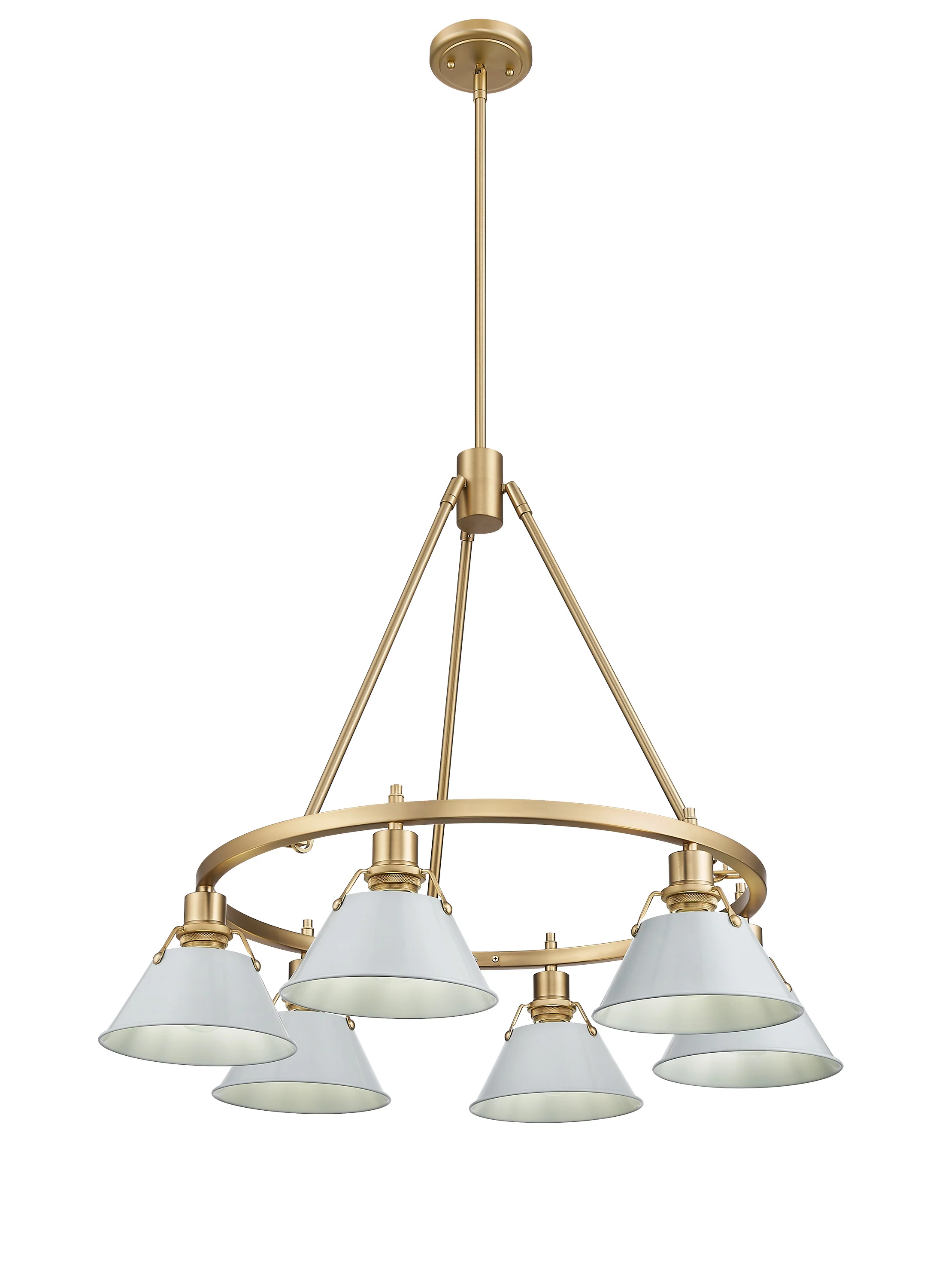 Orwell 6-light Chandelier in Brushed Champagne Brass and Dusky Blue shade - Image 2