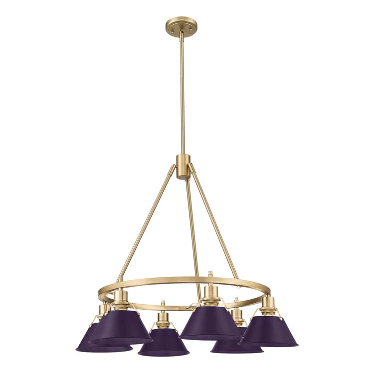 Orwell 6-light Chandelier in Brushed Champagne Brass and Exotic Purple shade - Image 2