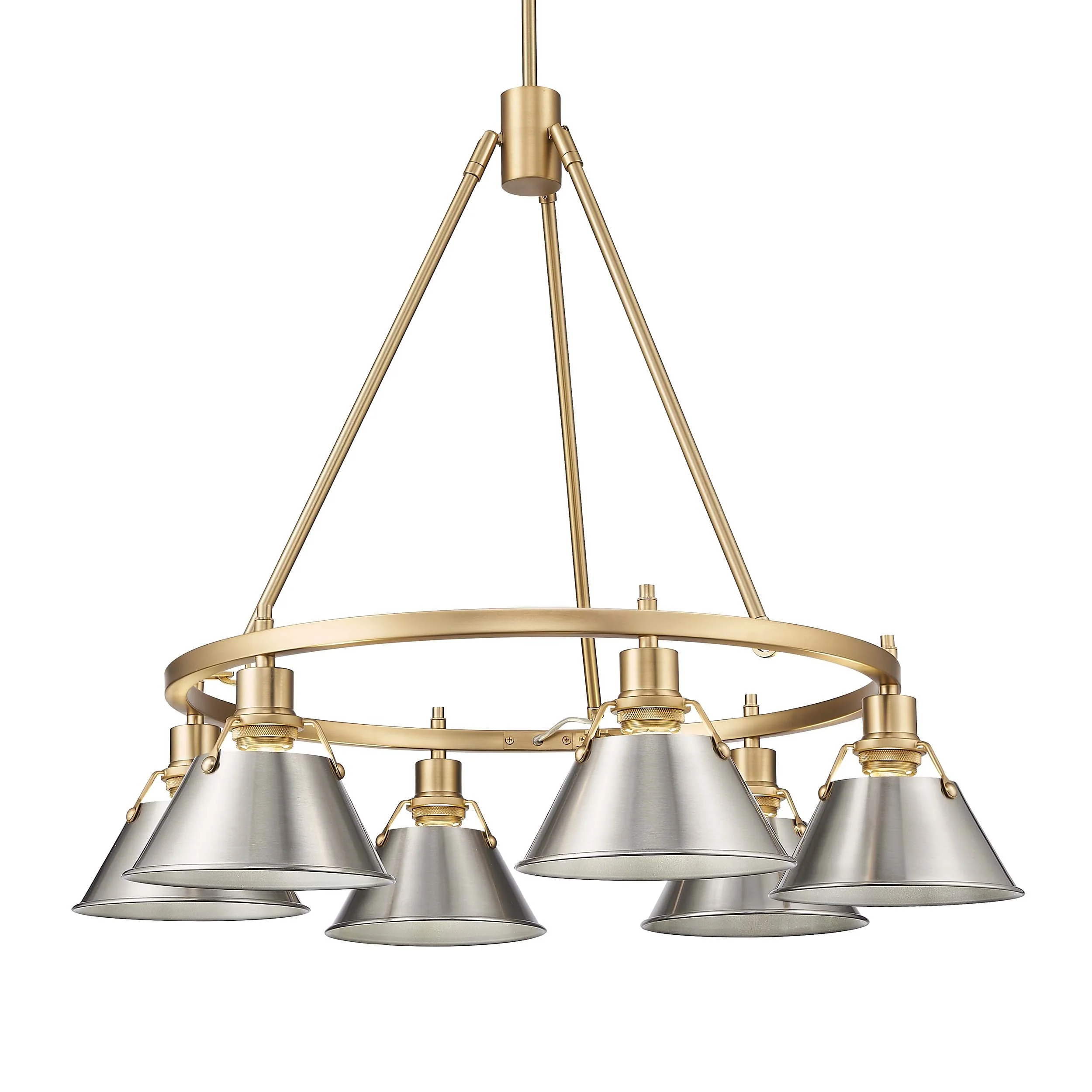 Orwell 6-light Chandelier in Brushed Champagne Brass and Pewter shade