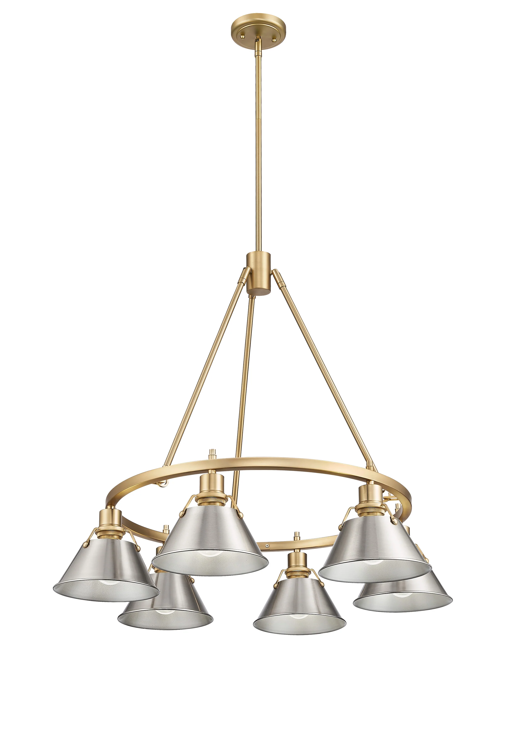 Orwell 6-light Chandelier in Brushed Champagne Brass and Pewter shade - Image 2