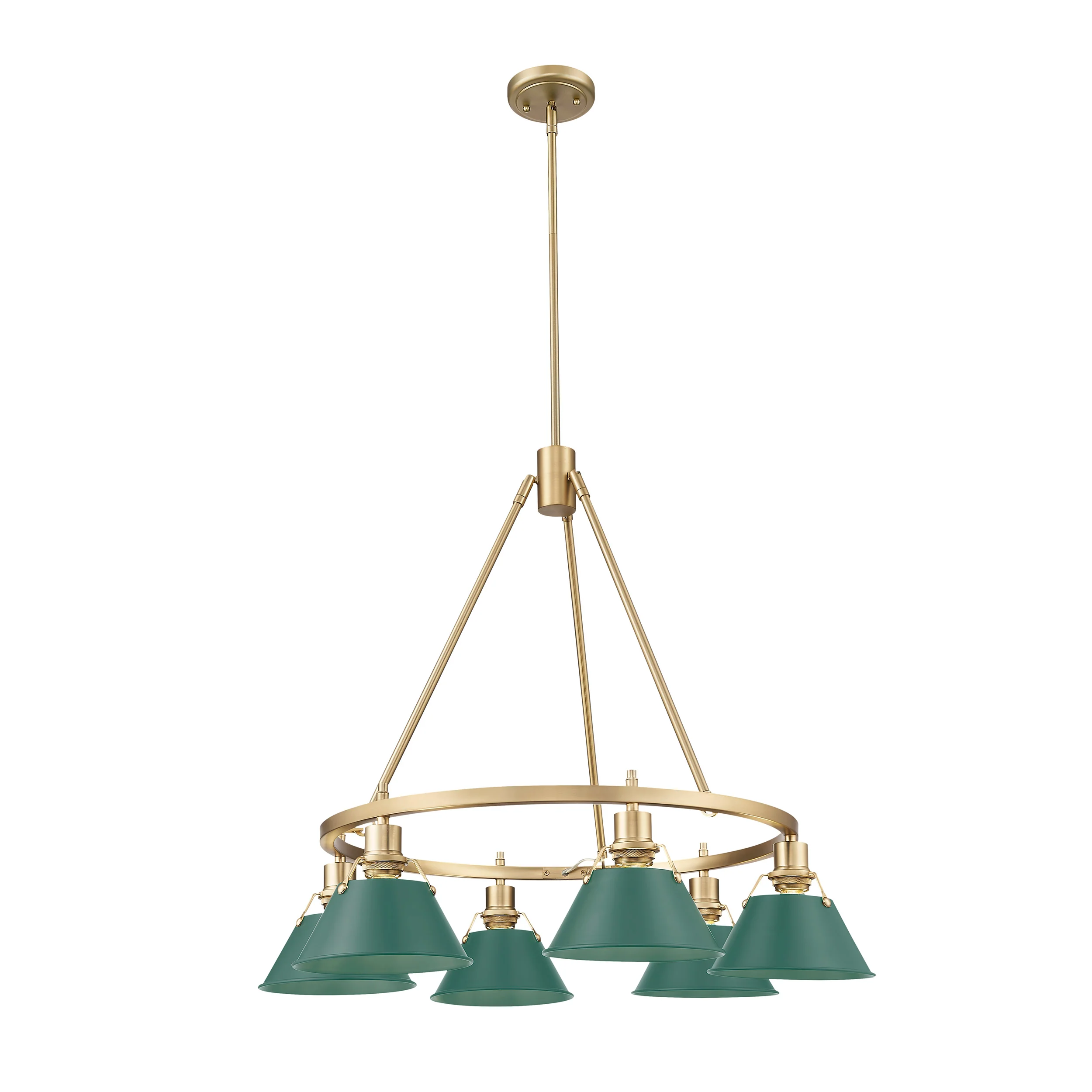 Orwell 6-light Chandelier in Brushed Champagne Brass and Pine Green shade - Image 2