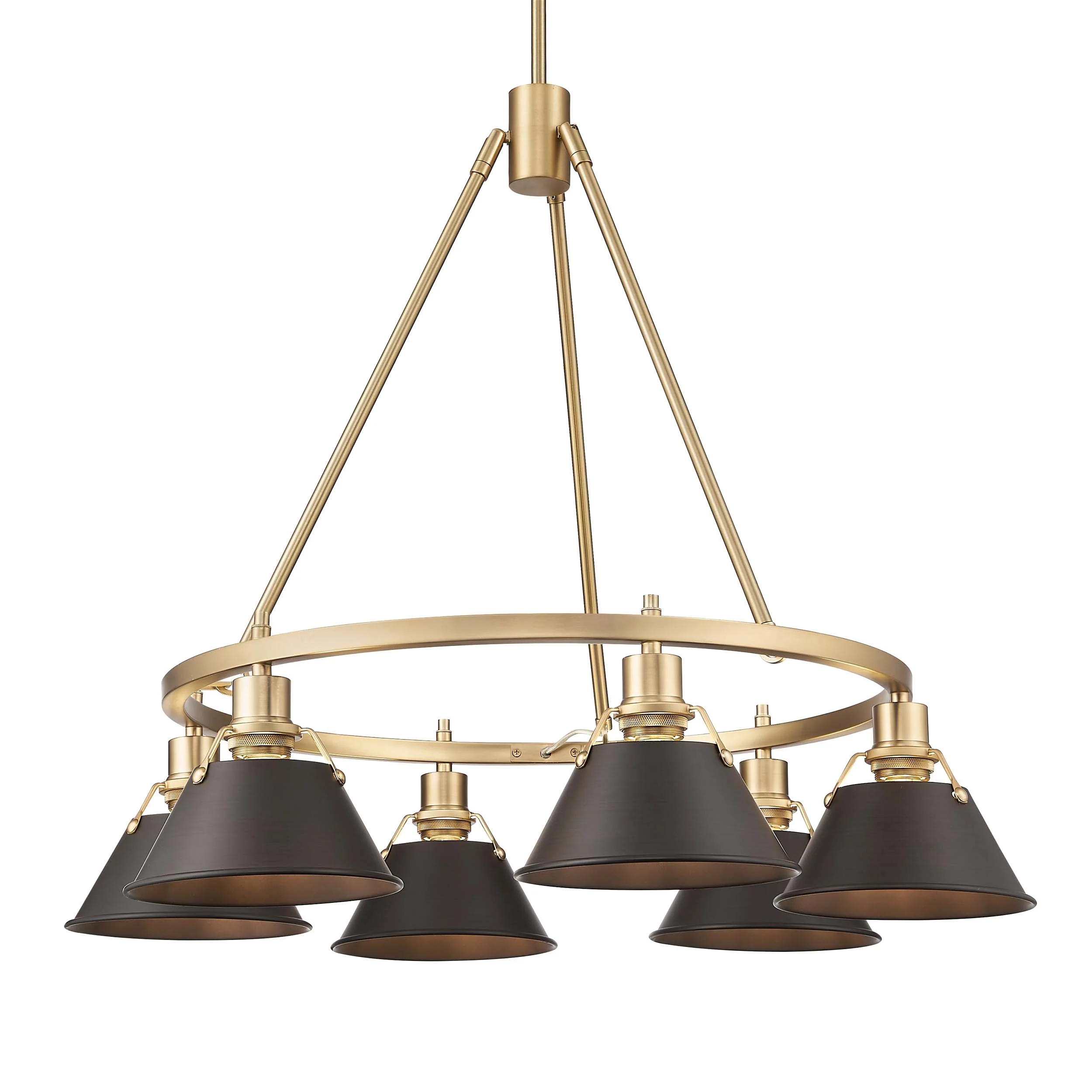 Orwell 6-light Chandelier in Brushed Champagne Brass and Rubbed Bronze shade