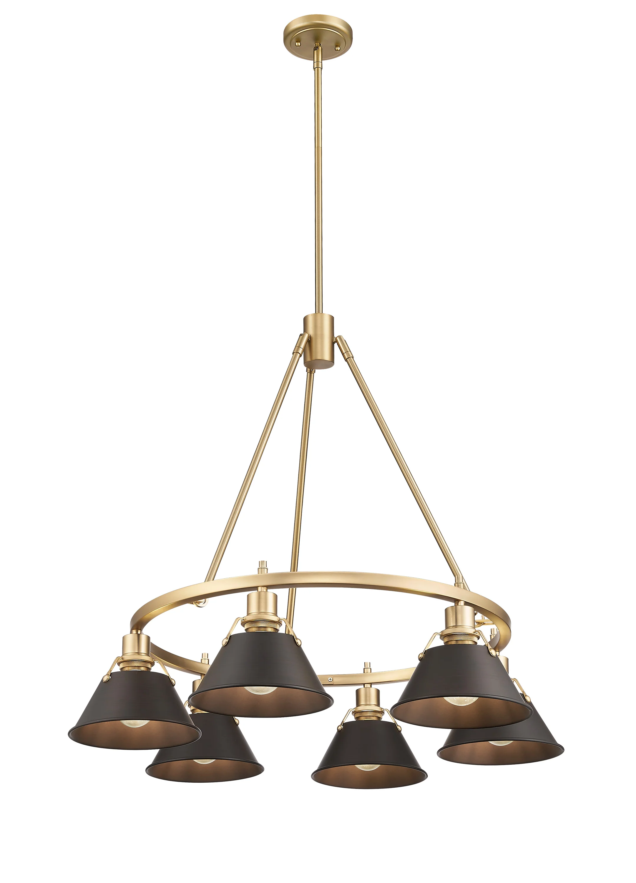Orwell 6-light Chandelier in Brushed Champagne Brass and Rubbed Bronze shade - Image 2