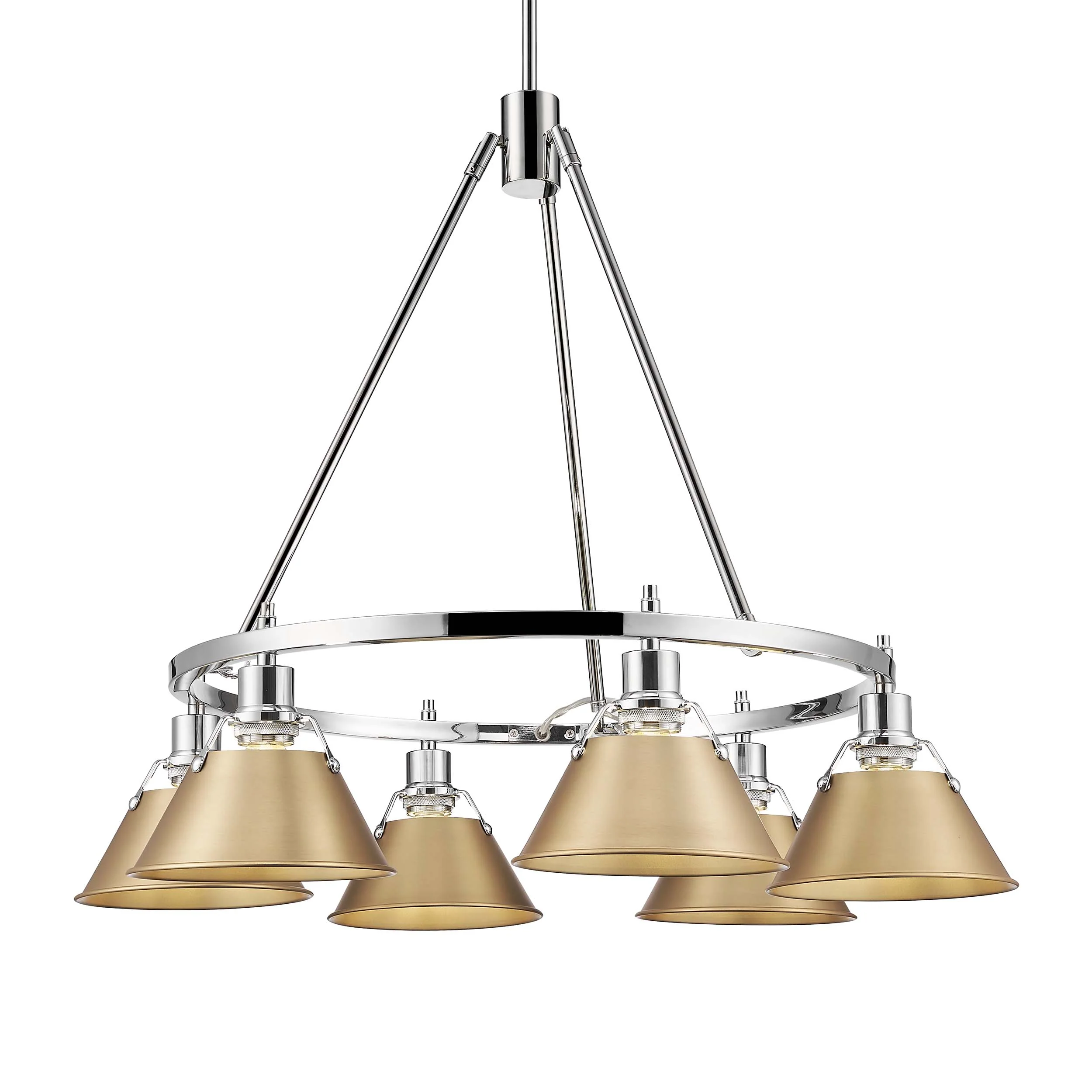 Orwell 6-light Chandelier in Chrome and Brushed Champagne Brass shade