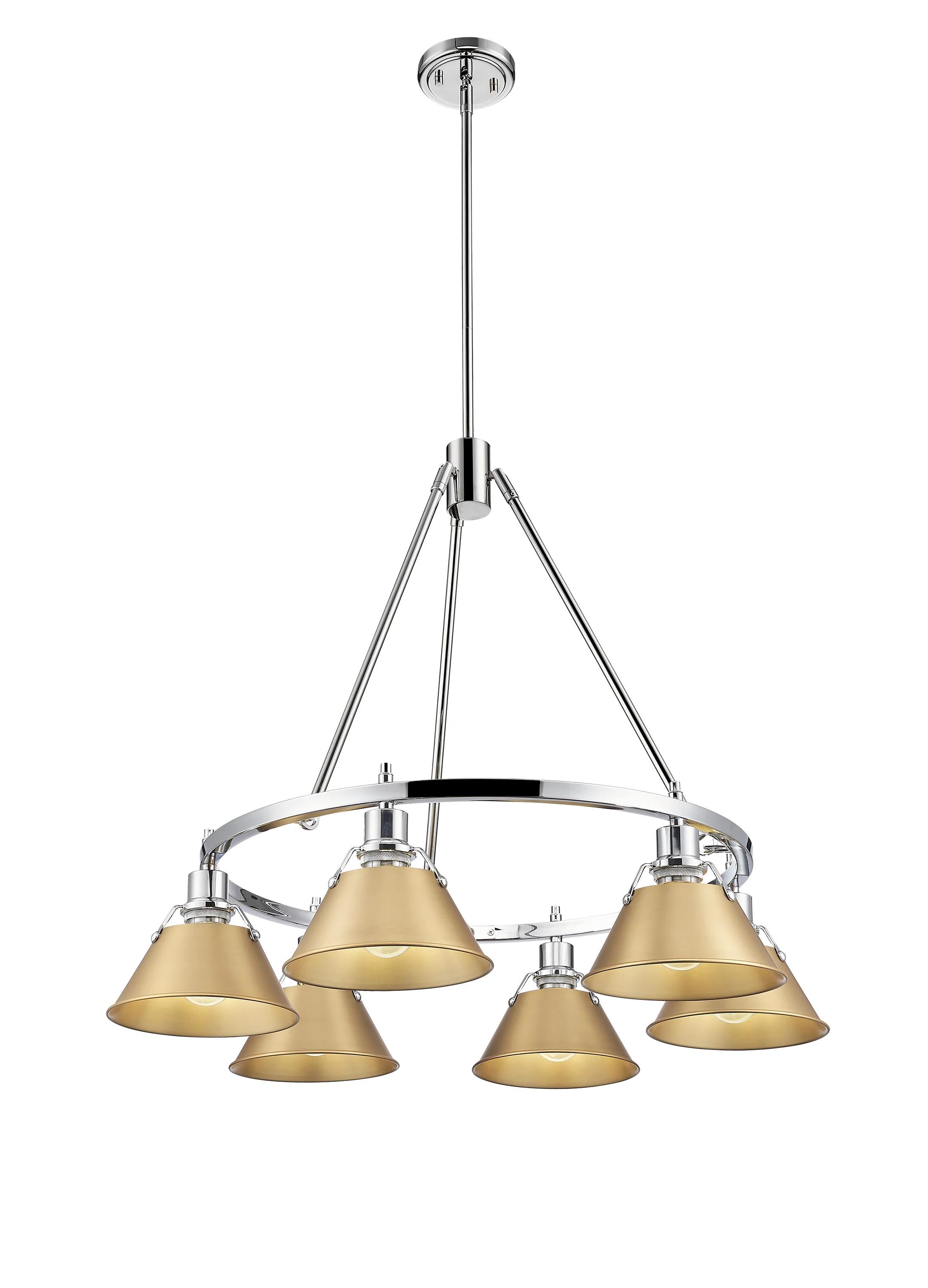 Orwell 6-light Chandelier in Chrome and Brushed Champagne Brass shade - Image 2