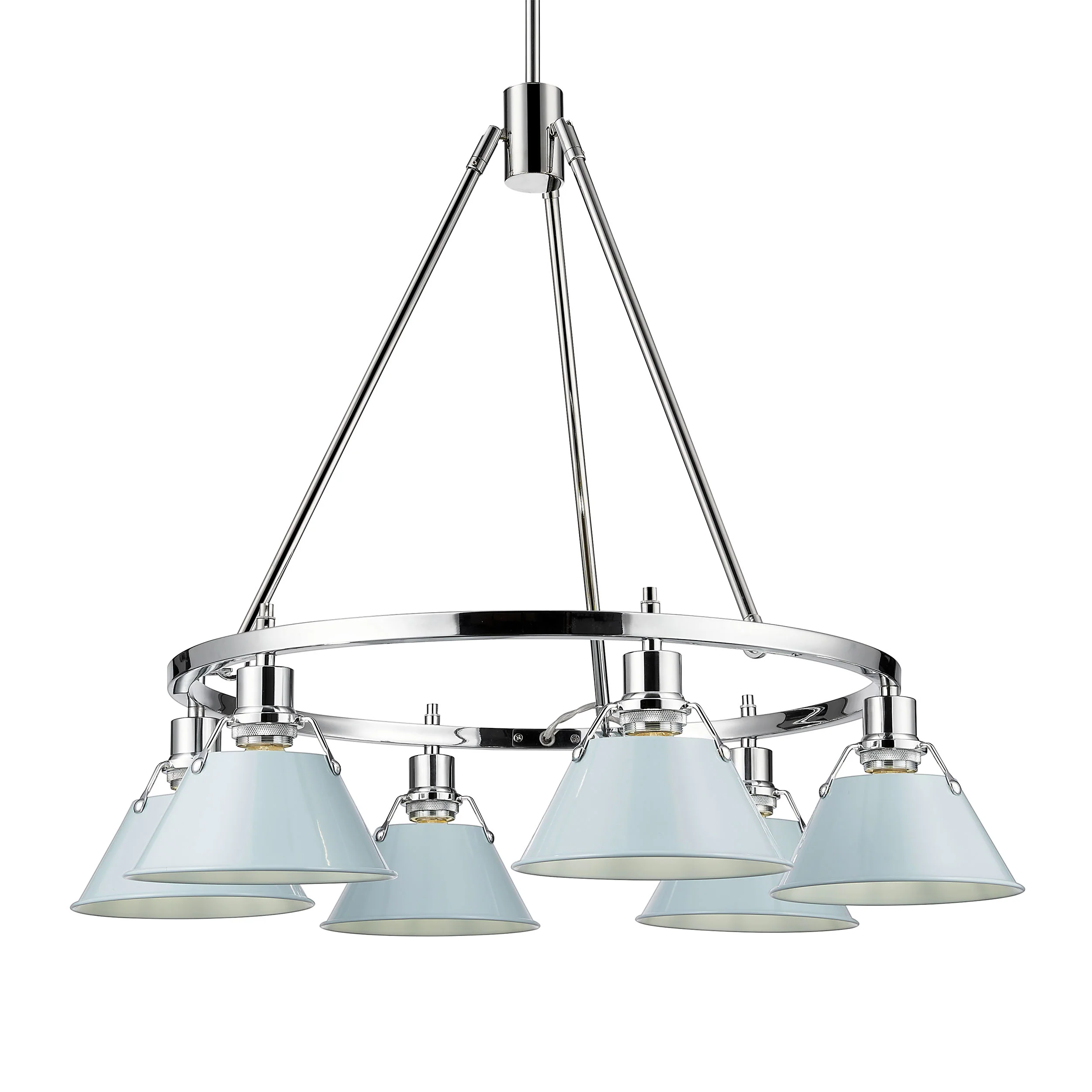 Orwell 6-light Chandelier in Chrome and Dusky Blue shade
