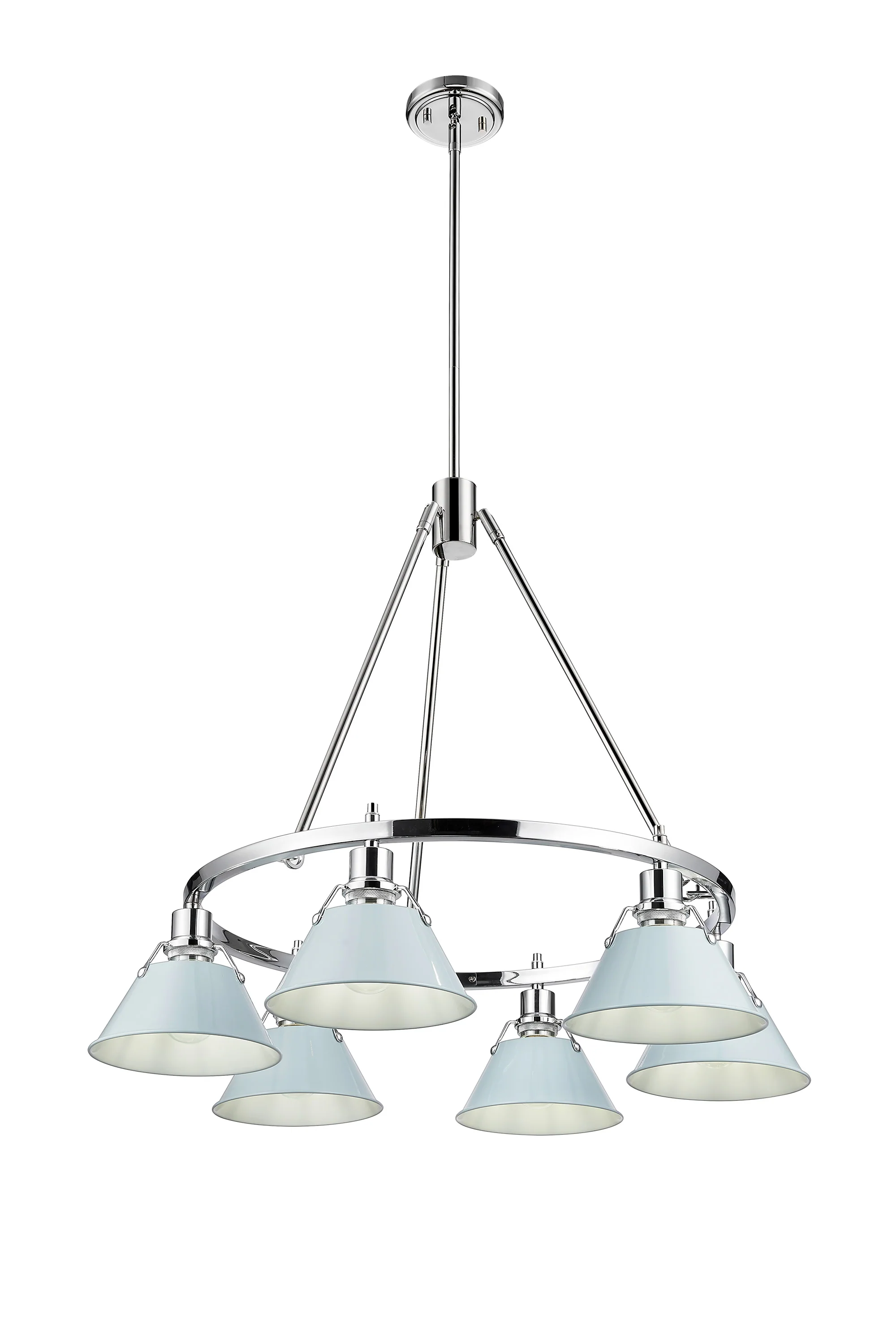 Orwell 6-light Chandelier in Chrome and Dusky Blue shade - Image 2