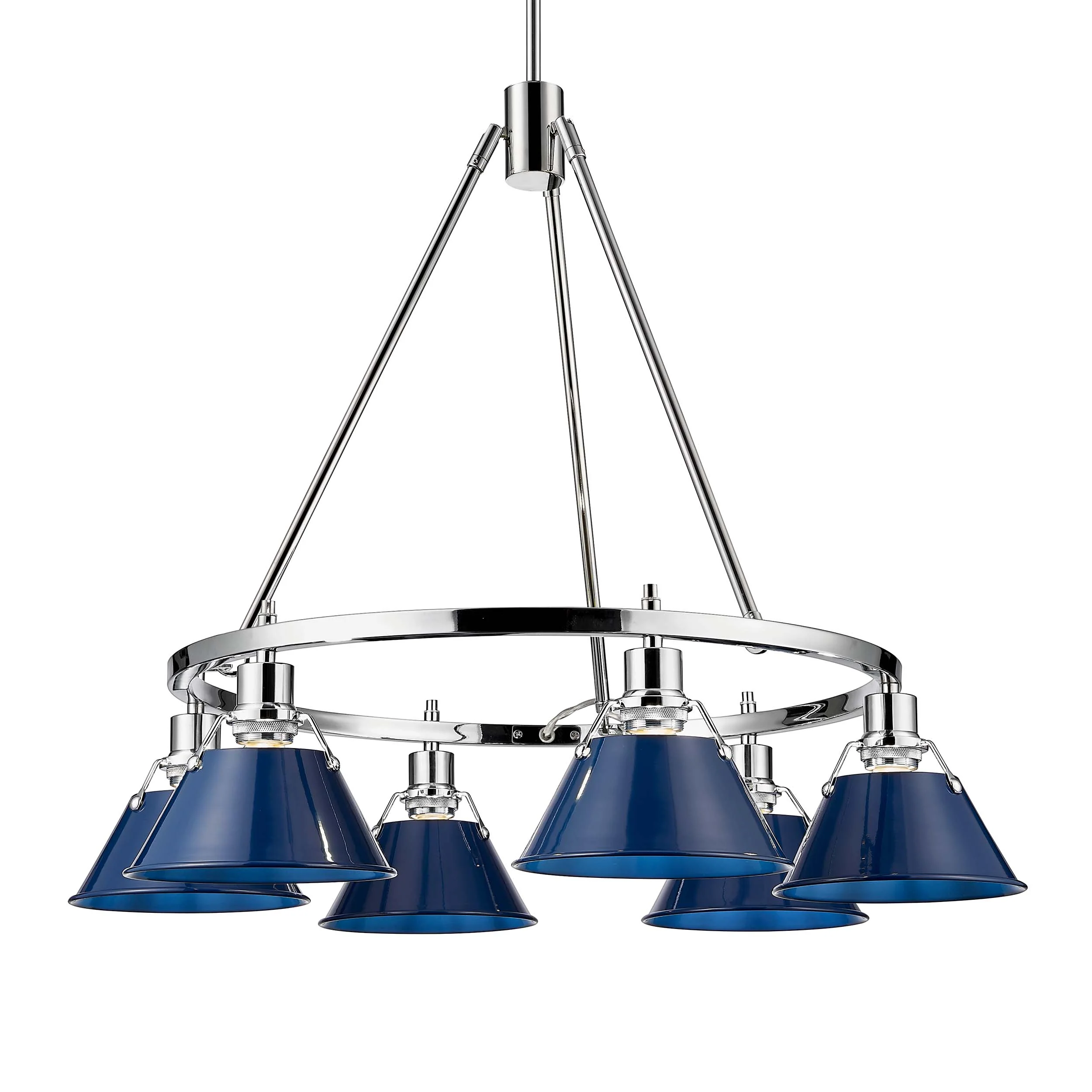 Orwell 6-light Chandelier in Chrome and Navy Blue shade