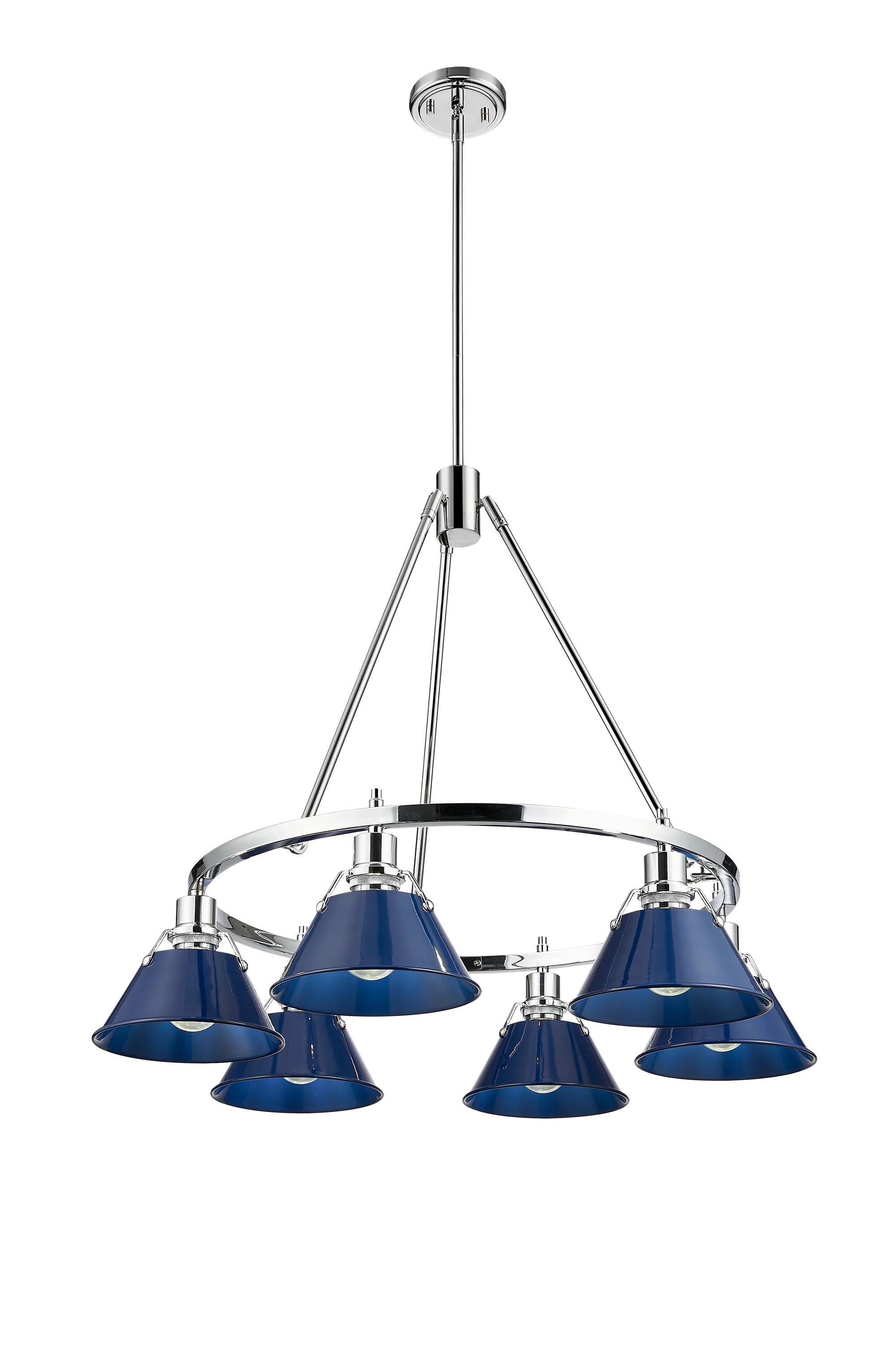 Orwell 6-light Chandelier in Chrome and Navy Blue shade - Image 2