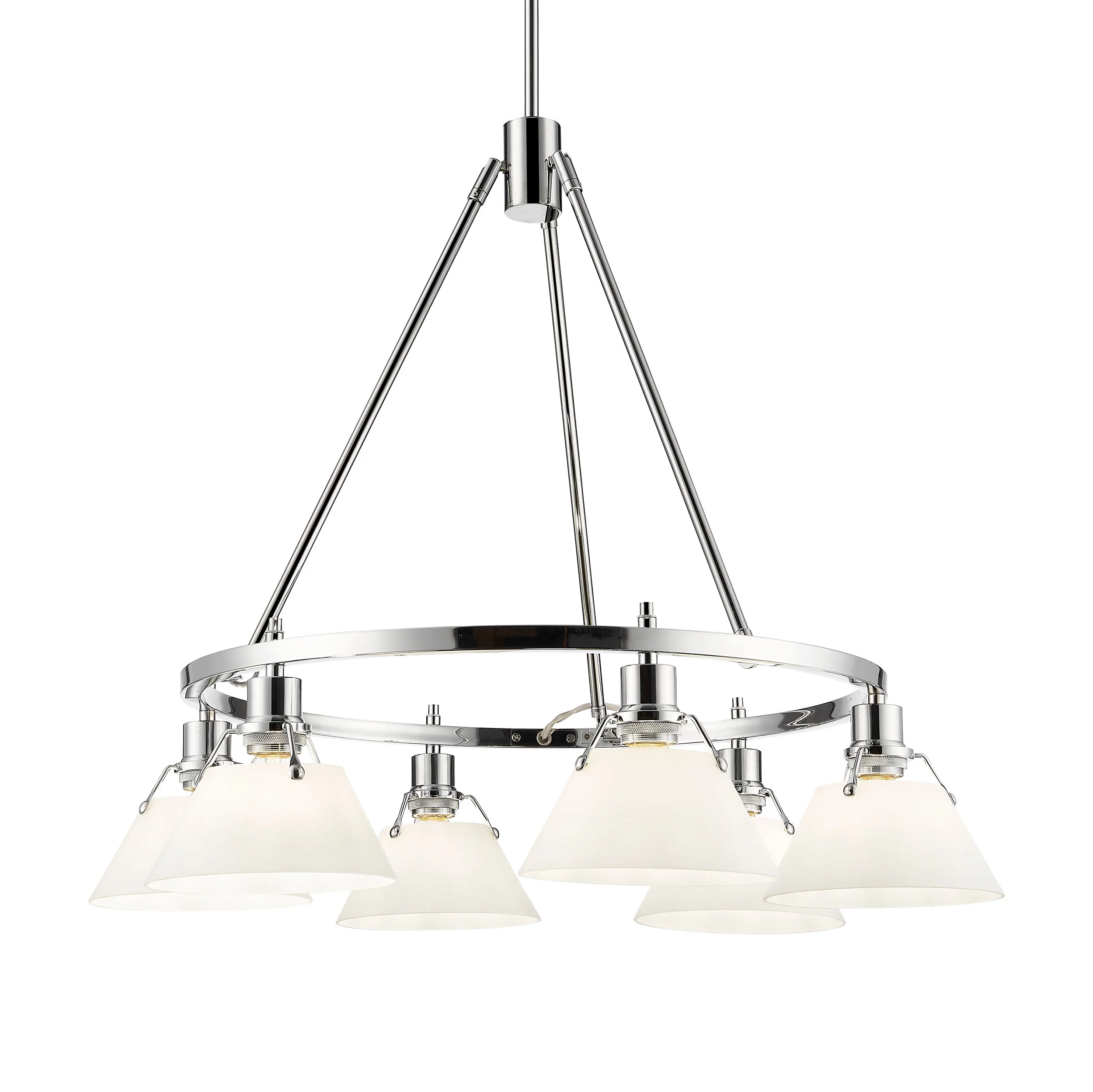 Orwell 6-light Chandelier in Chrome and Opal Glass