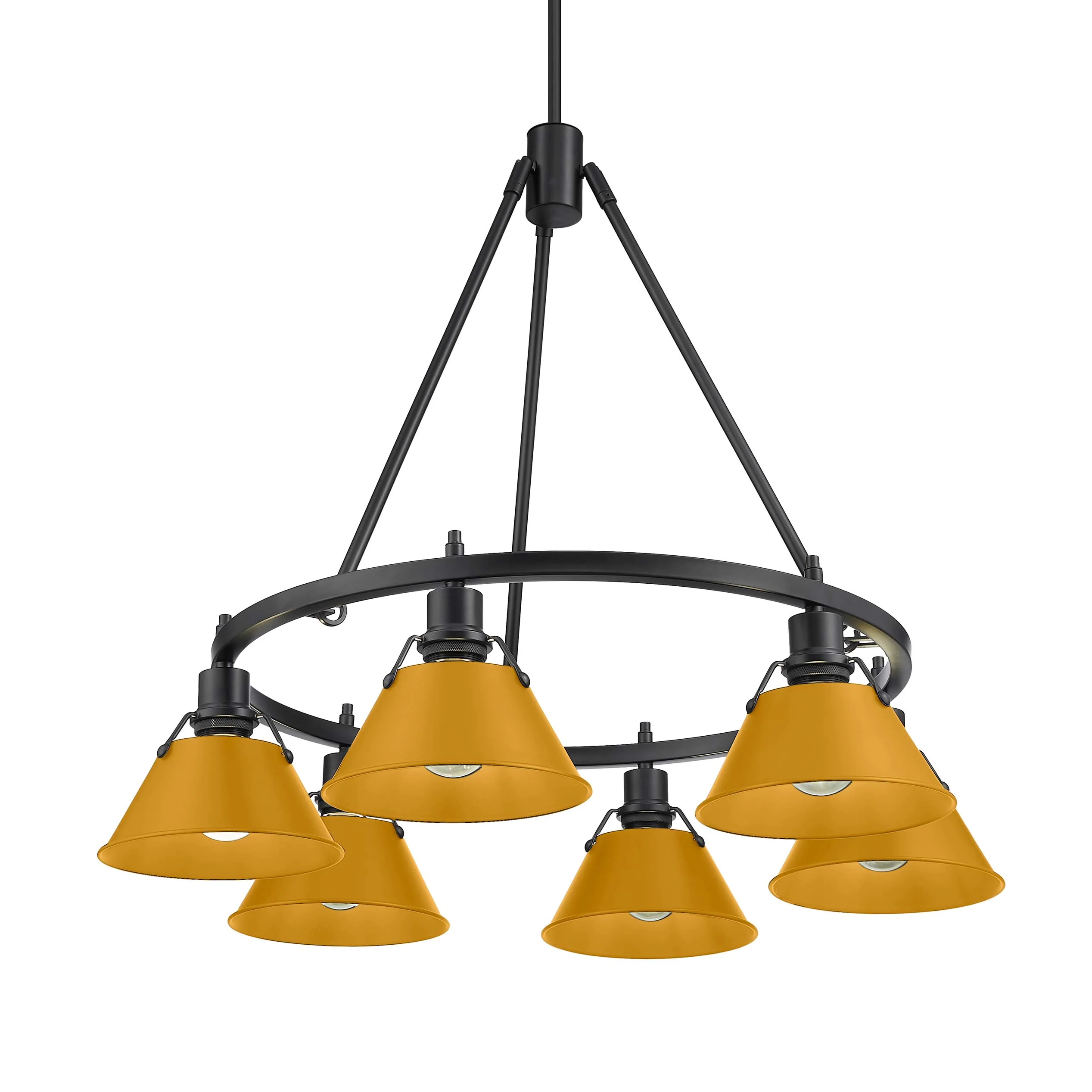 Orwell 6-light Chandelier in Matte Black and Auric Yellow shade