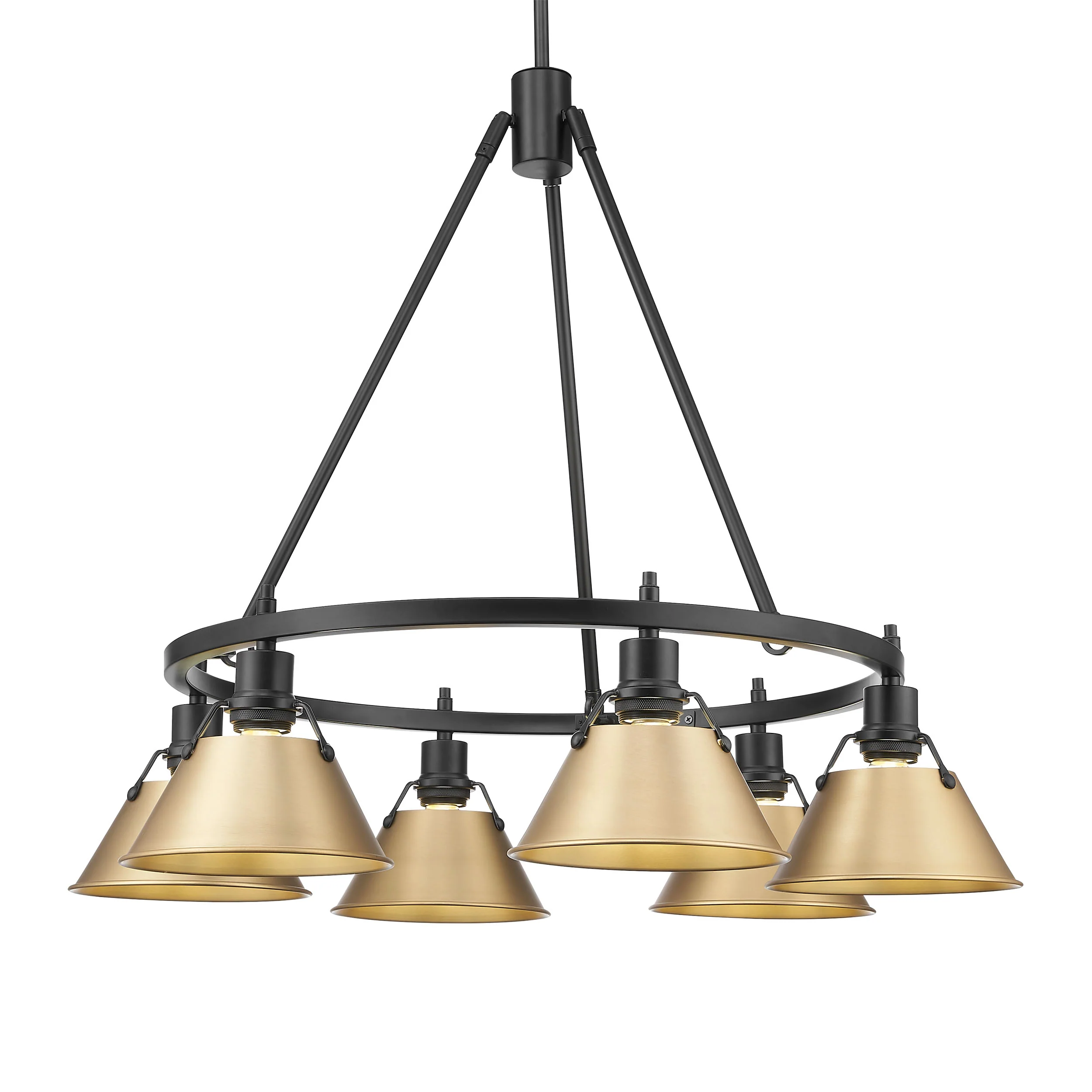 Orwell 6-light Chandelier in Matte Black and Brushed Champagne Brass shade