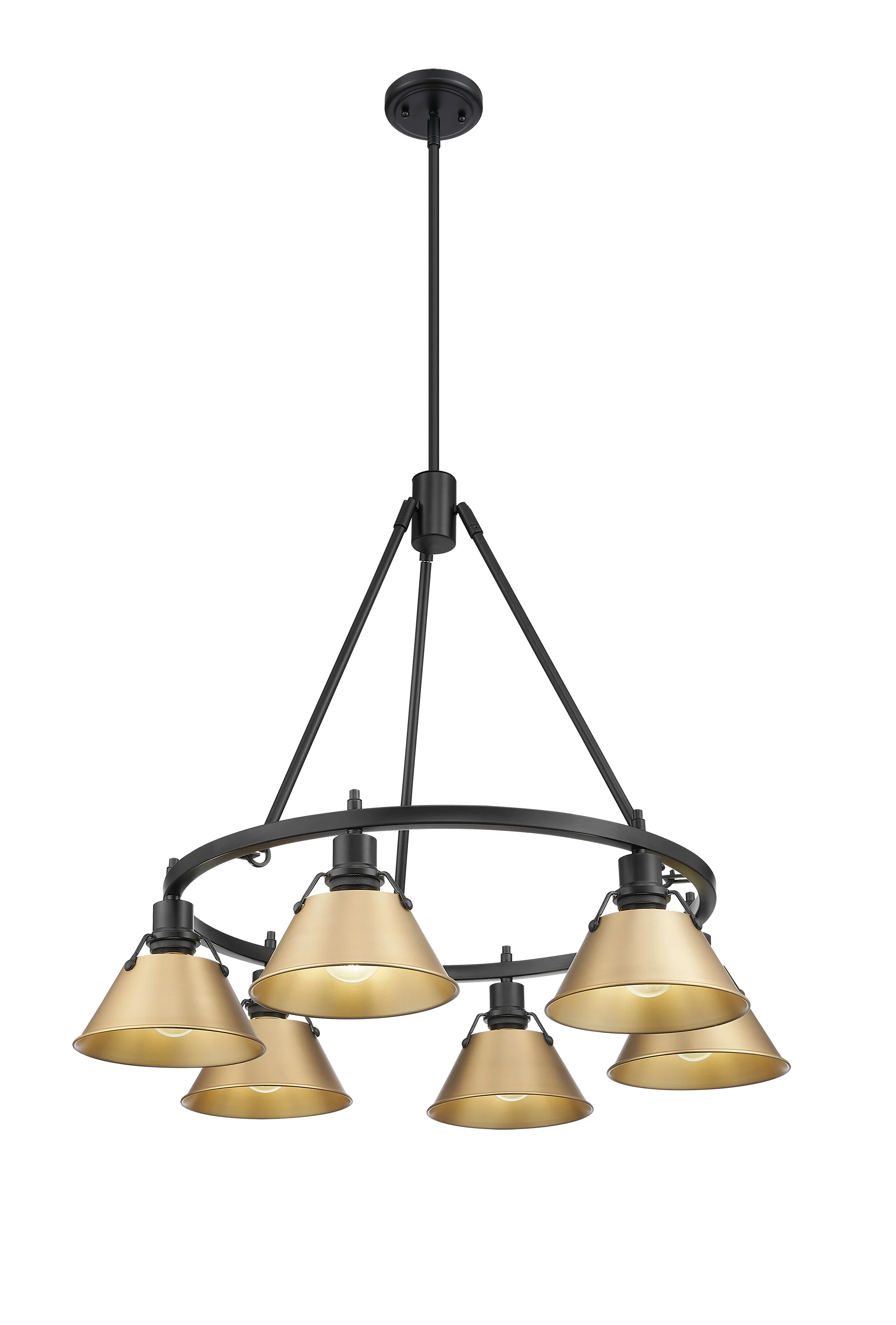 Orwell 6-light Chandelier in Matte Black and Brushed Champagne Brass shade - Image 2