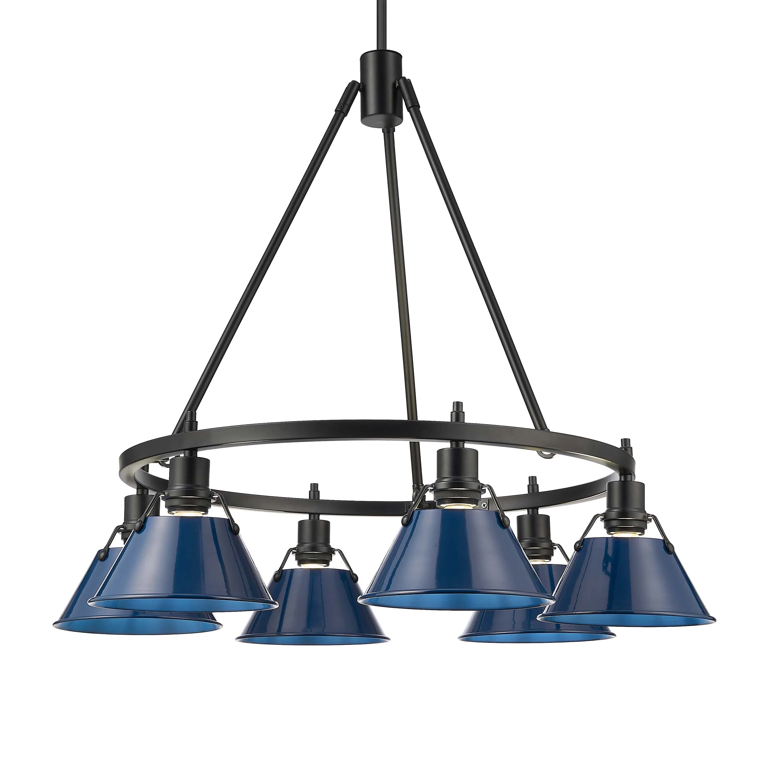 Orwell 6-light Chandelier in Matte Black and Navy Blue shade