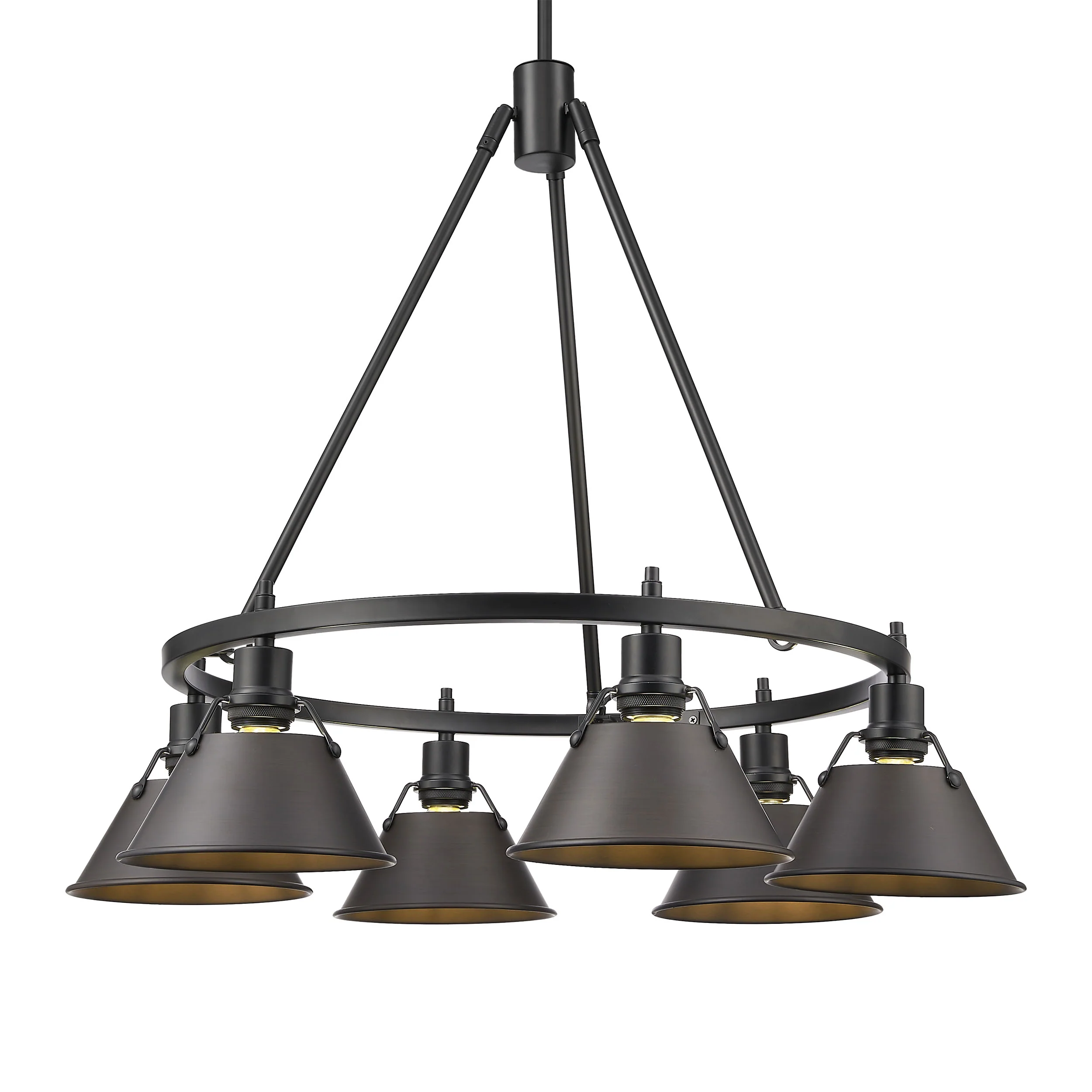 Orwell 6-light Chandelier in Matte Black and Rubbed Bronze shade
