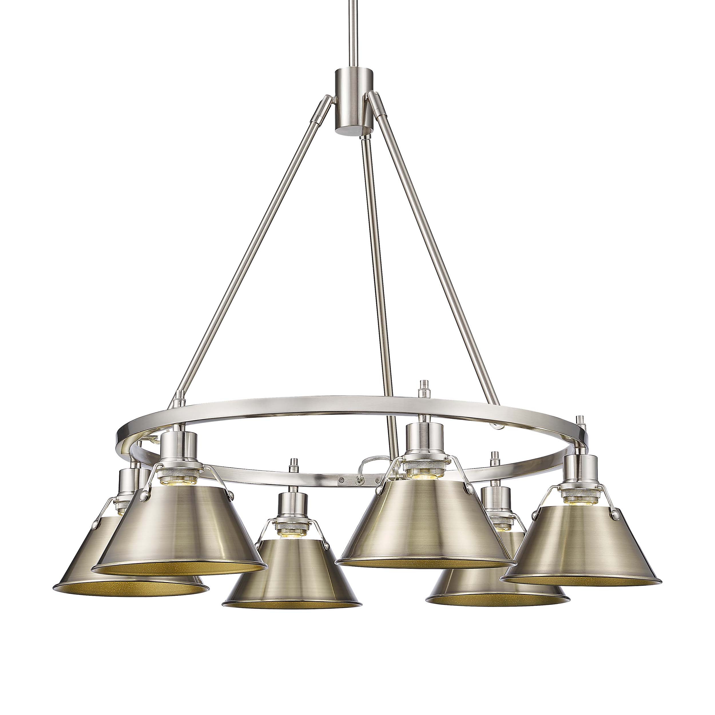 Orwell 6-light Chandelier in Pewter and Aged Brass shade