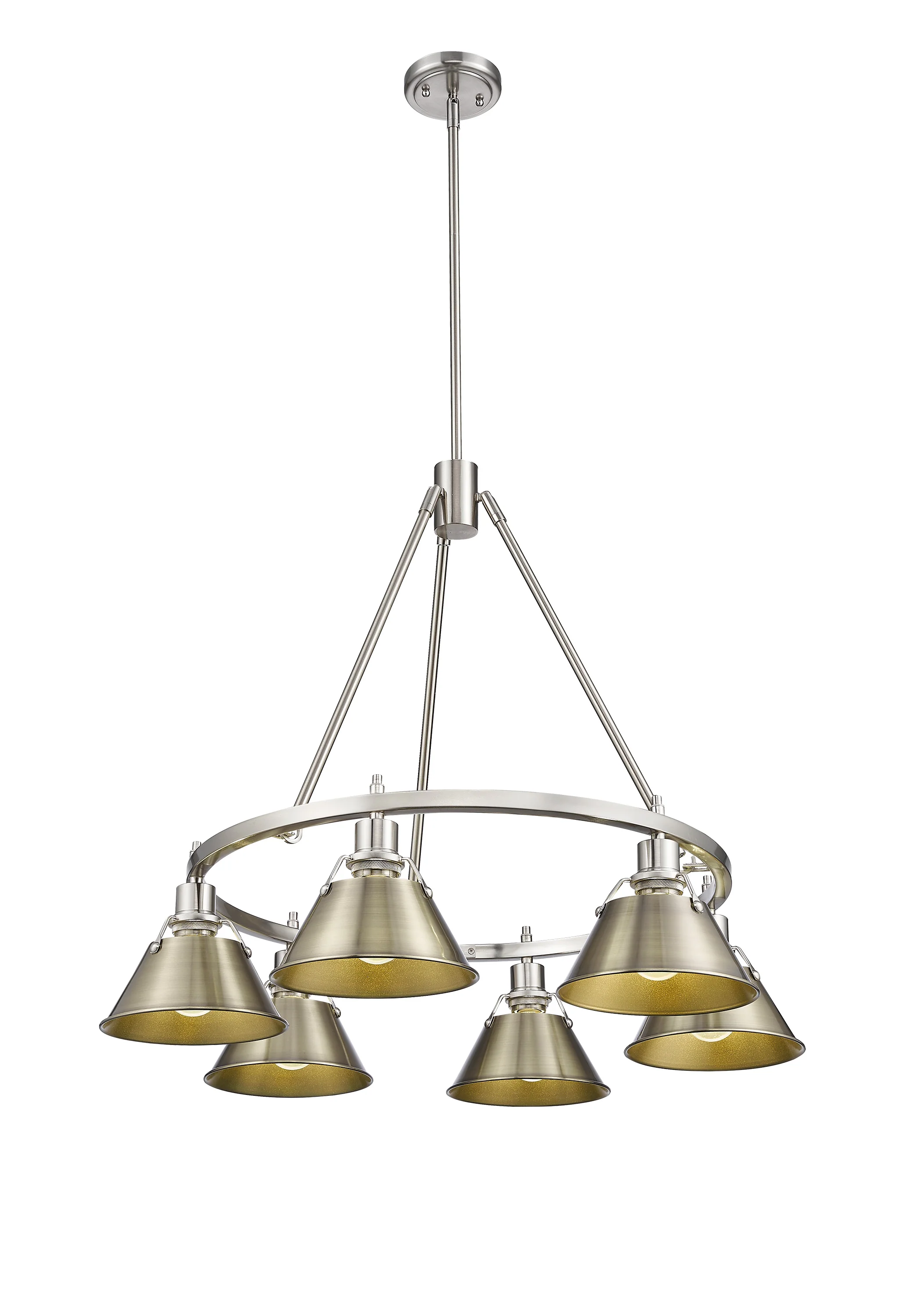 Orwell 6-light Chandelier in Pewter and Aged Brass shade - Image 2