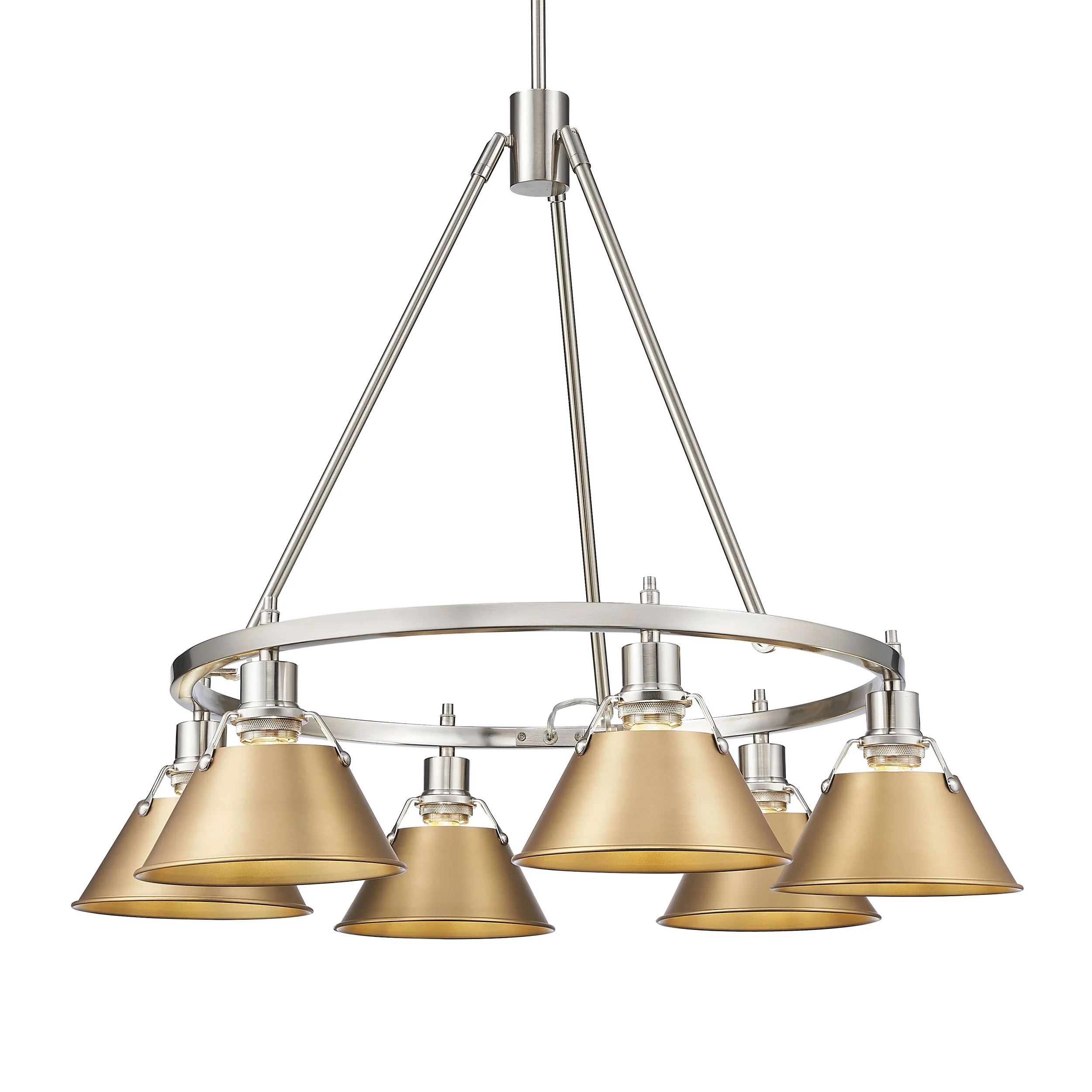 Orwell 6-light Chandelier in Pewter and Brushed Champagne Brass shade
