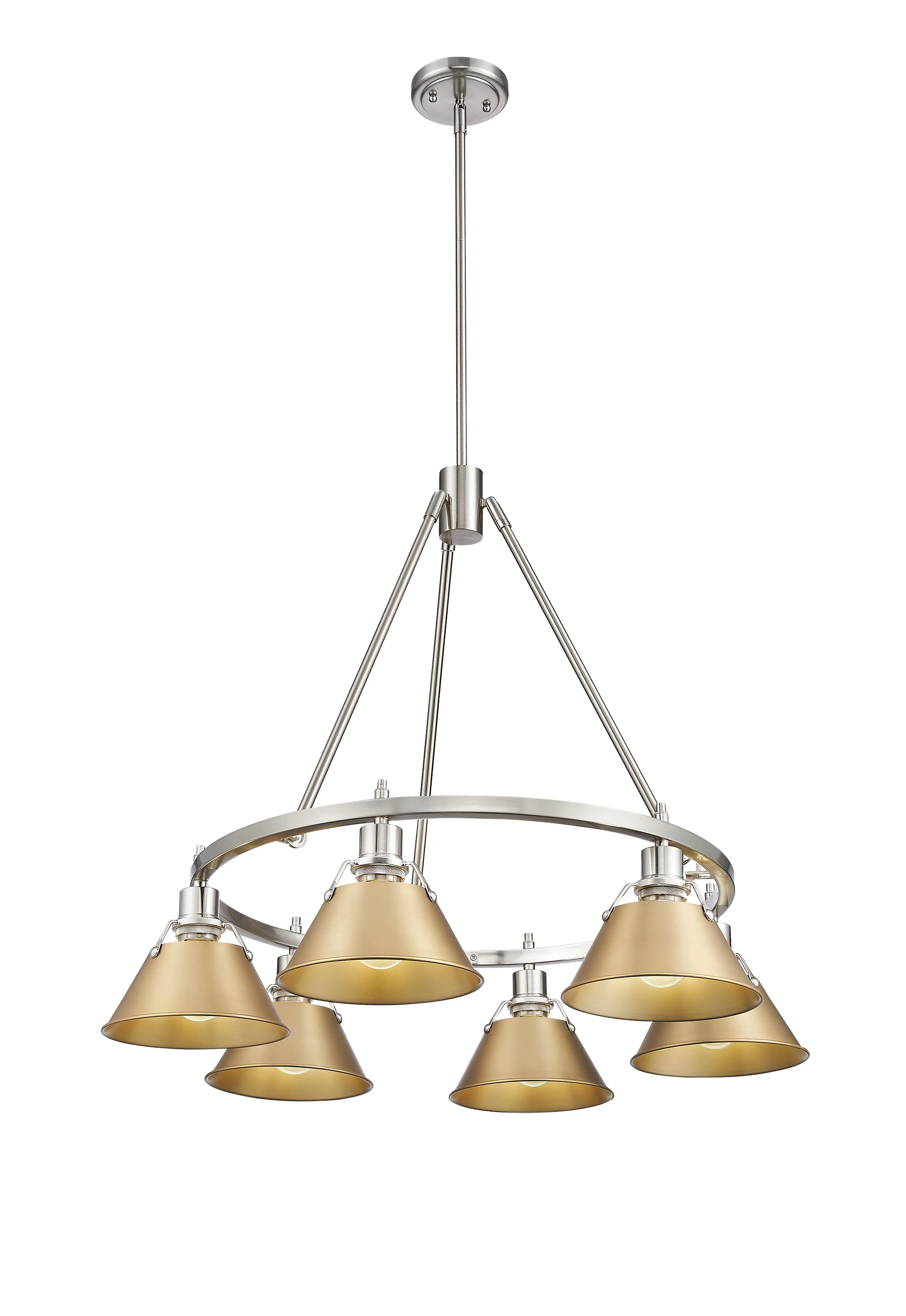 Orwell 6-light Chandelier in Pewter and Brushed Champagne Brass shade - Image 2