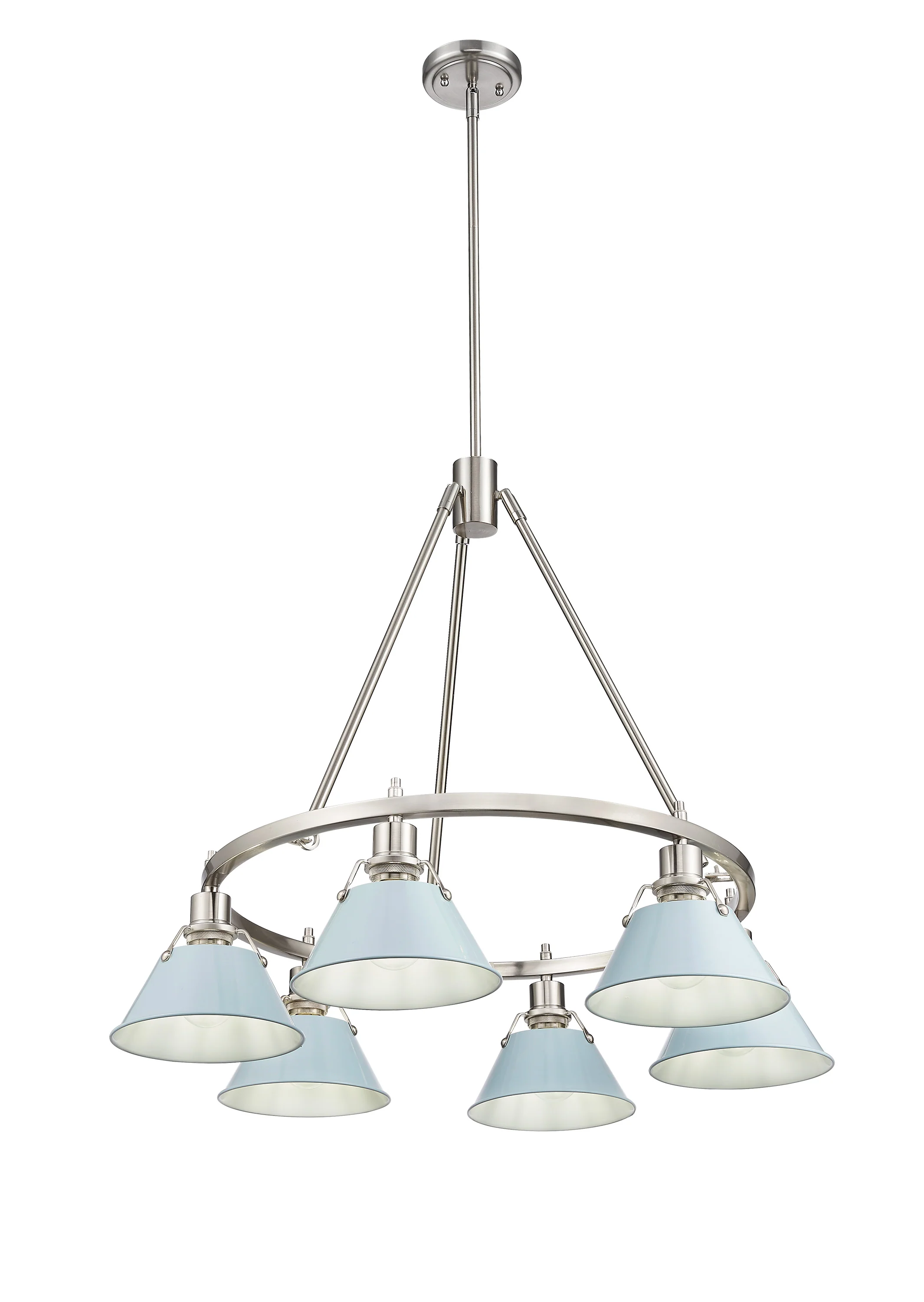 Orwell 6-light Chandelier in Pewter and Dusky Blue shade - Image 2