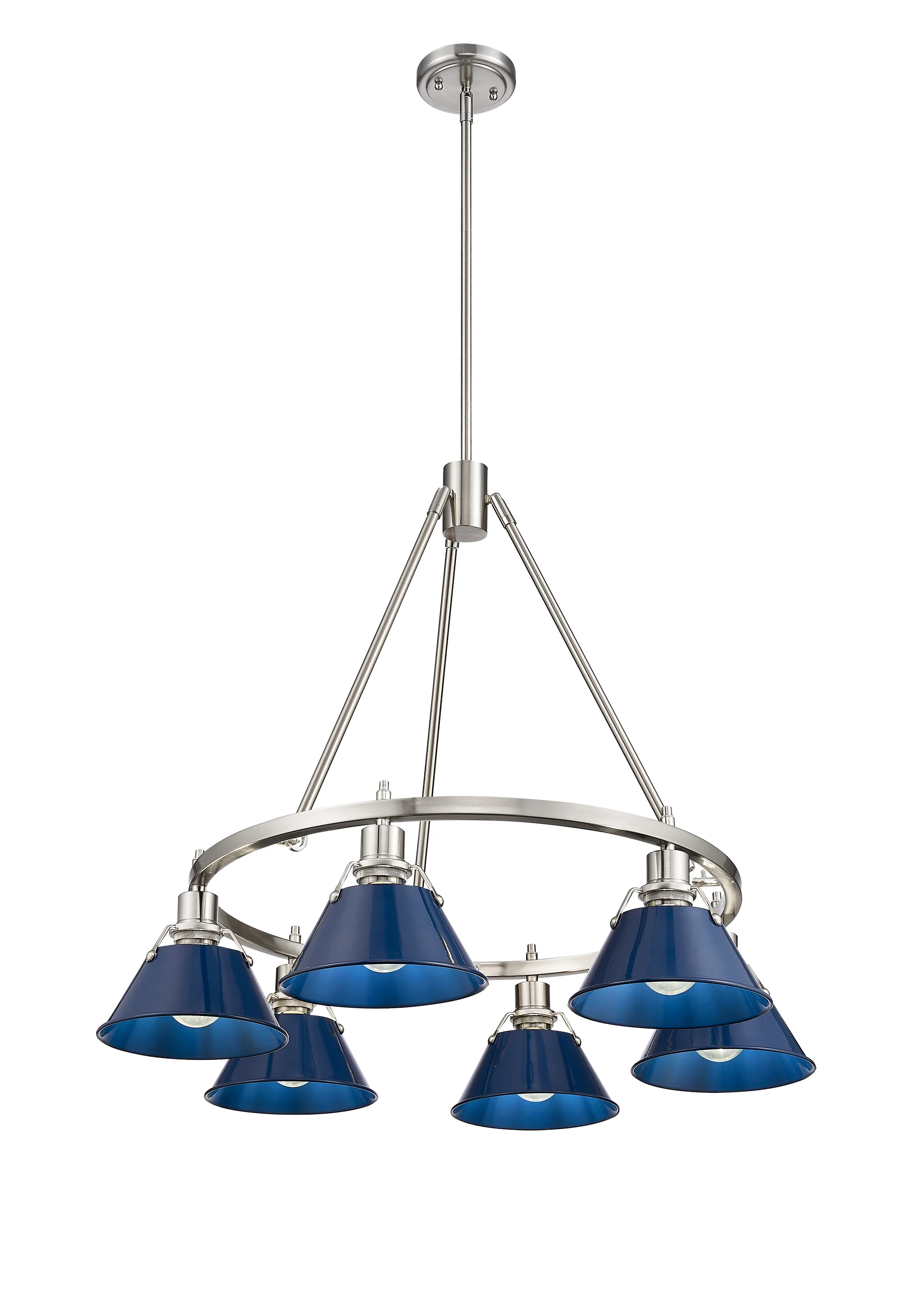 Orwell 6-light Chandelier in Pewter and Navy Blue shade - Image 2