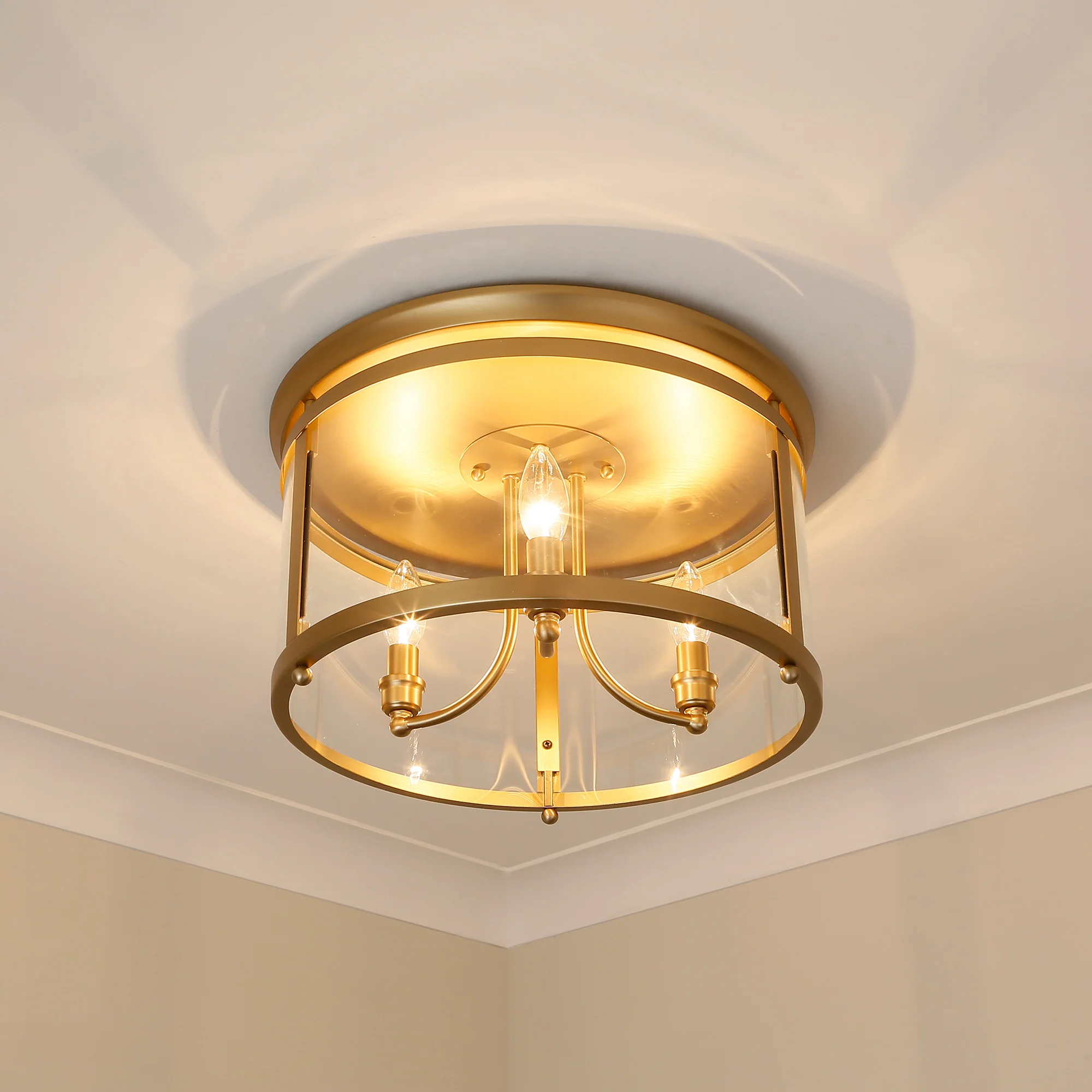 Payton 3-light Flush Mount in Brushed Champagne Brass - Image 3