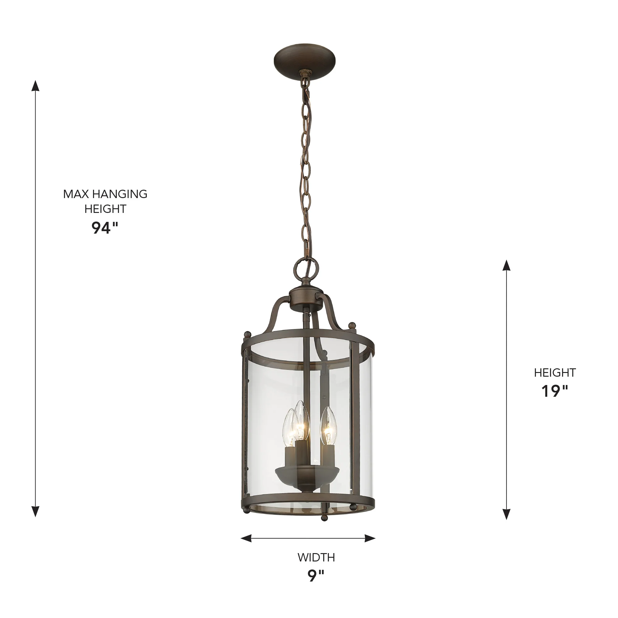 Payton 3-light Pendant in Rubbed Bronze - Image 3