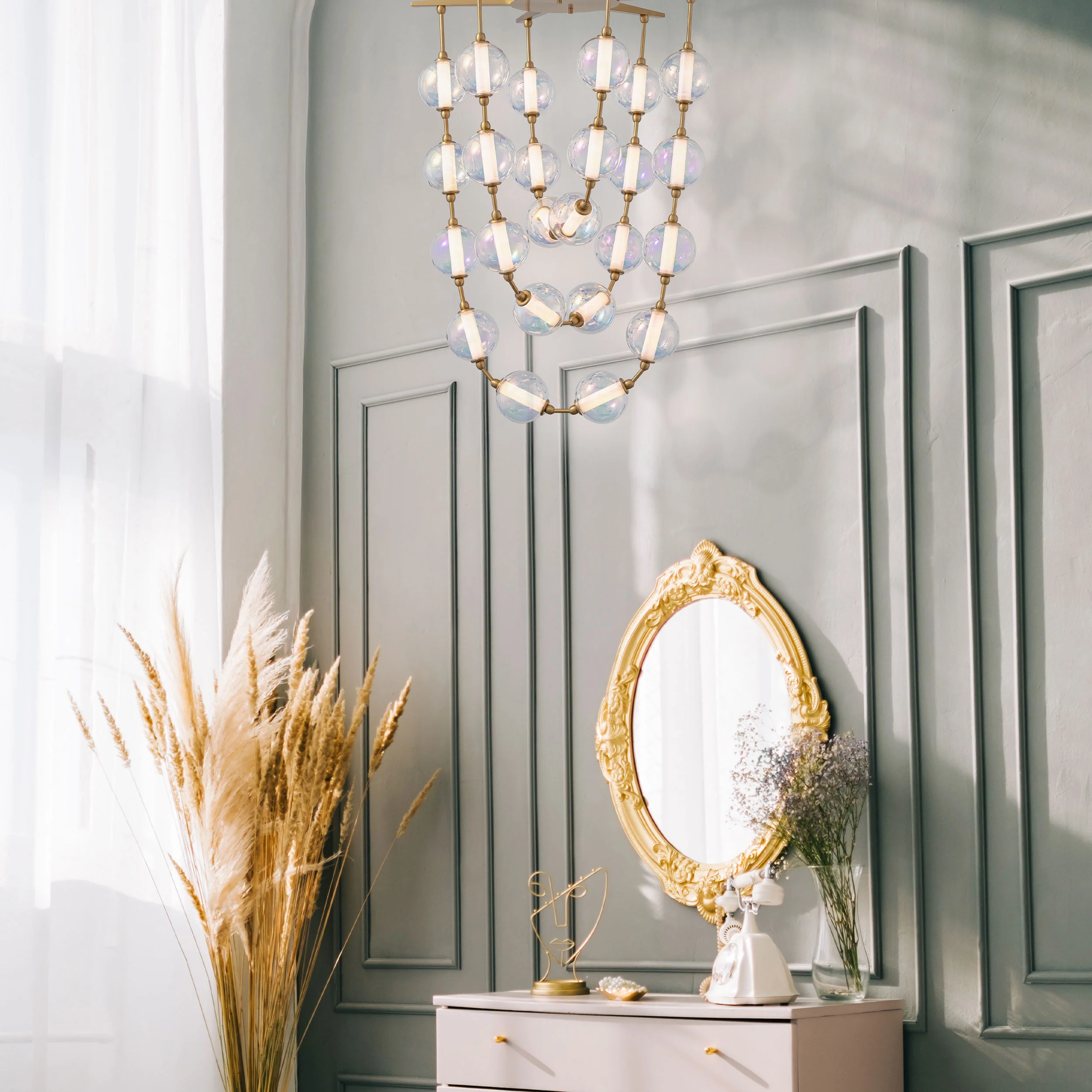 Pearla Integrated LED 35in Pendant in Brushed Champagne Brass - Image 8