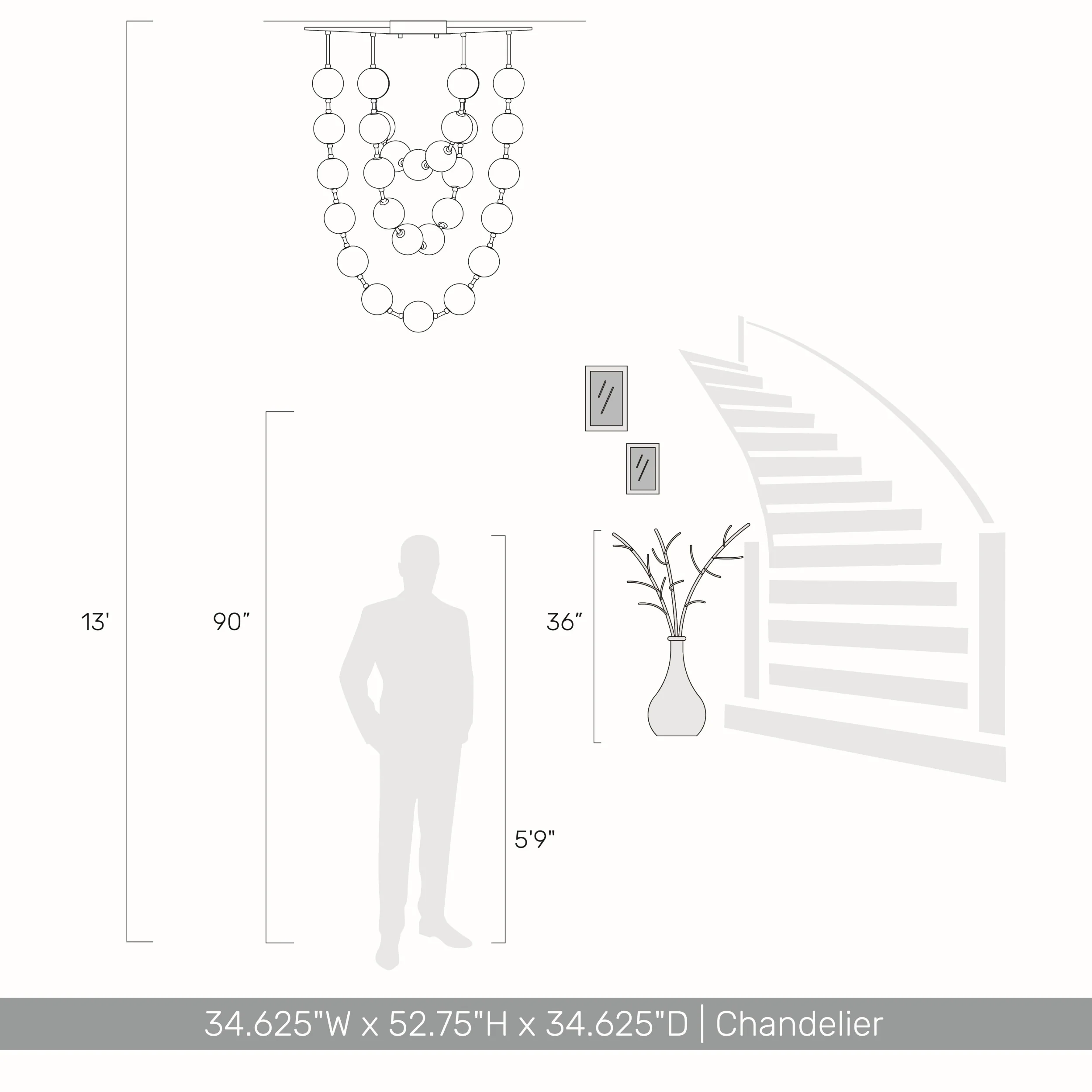 Pearla Integrated LED 35in Pendant in Brushed Champagne Brass - Image 9