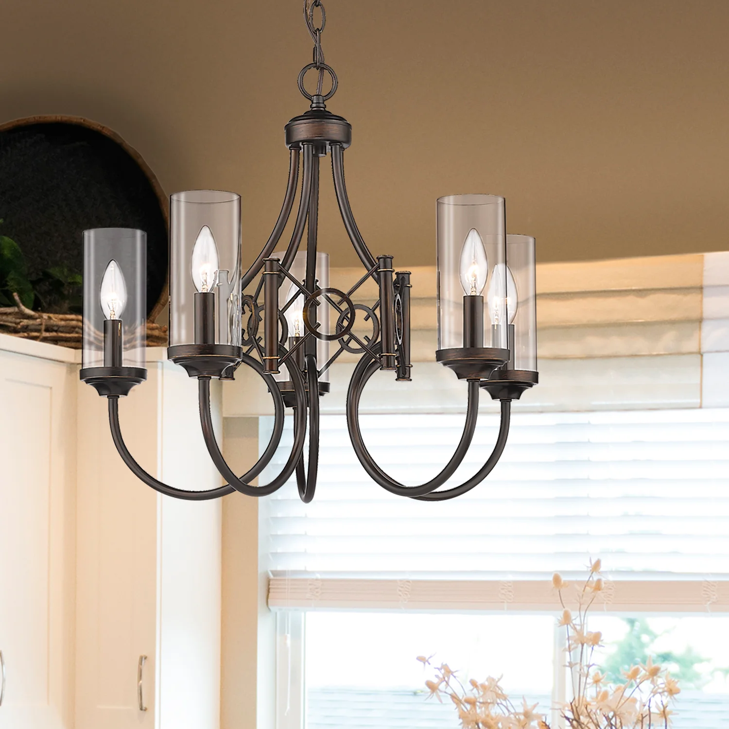 Quincy 5-light Chandelier in Cordoban Bronze - Image 7
