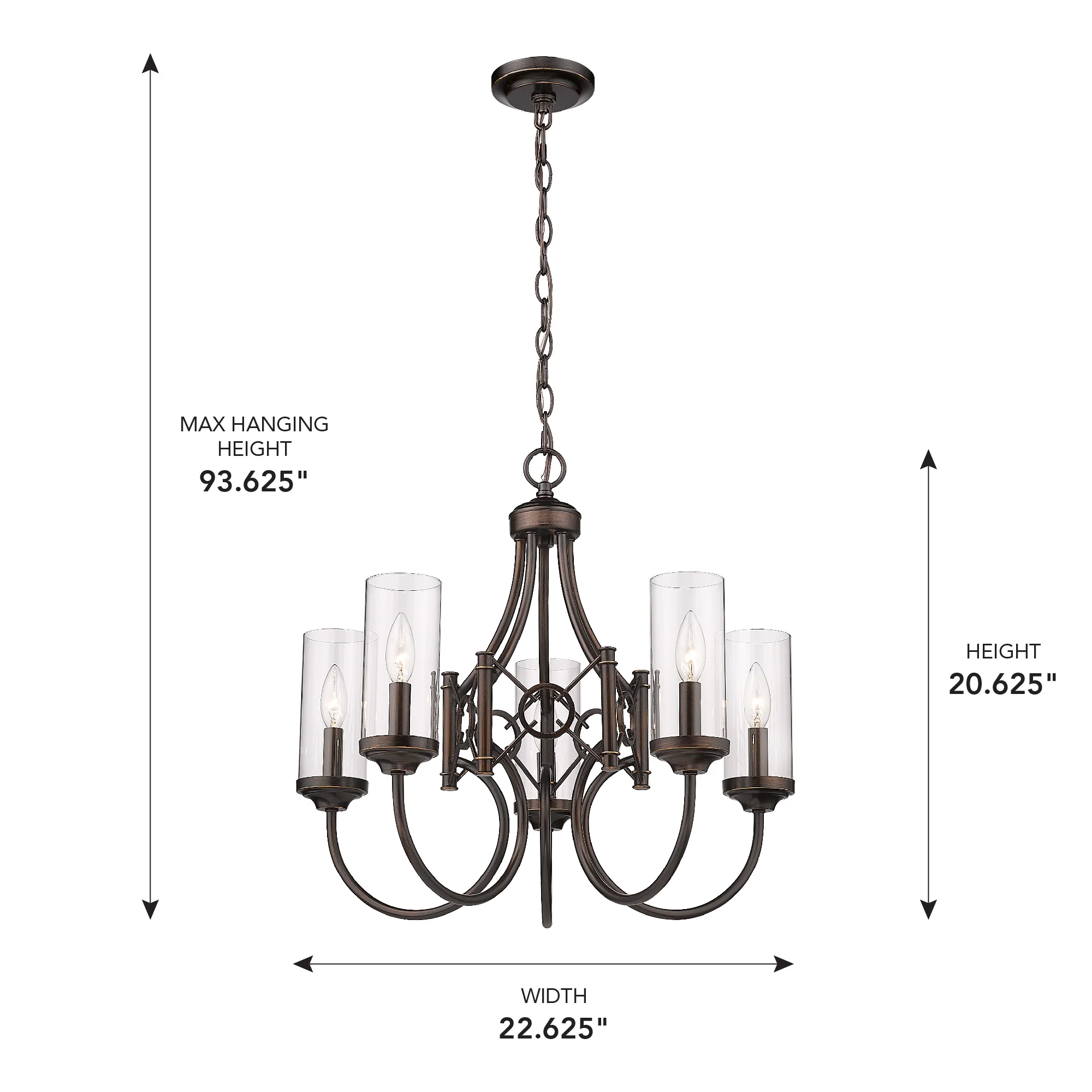 Quincy 5-light Chandelier in Cordoban Bronze - Image 8