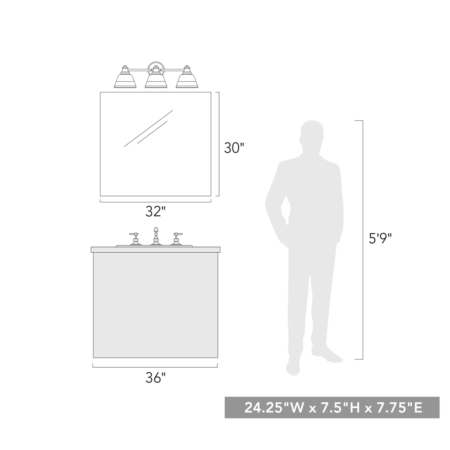 Rebel 3-light Vanity in Matte Black - Image 5