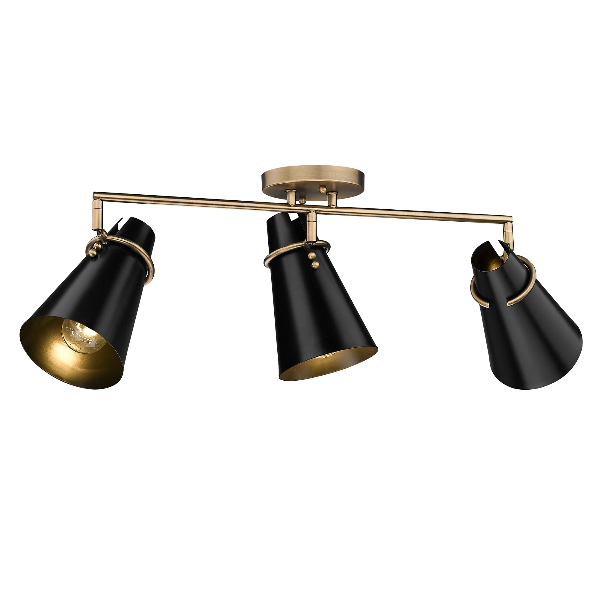 Reeva 3-light Semi-Flush Mount in Modern Brass and Matte Black shade