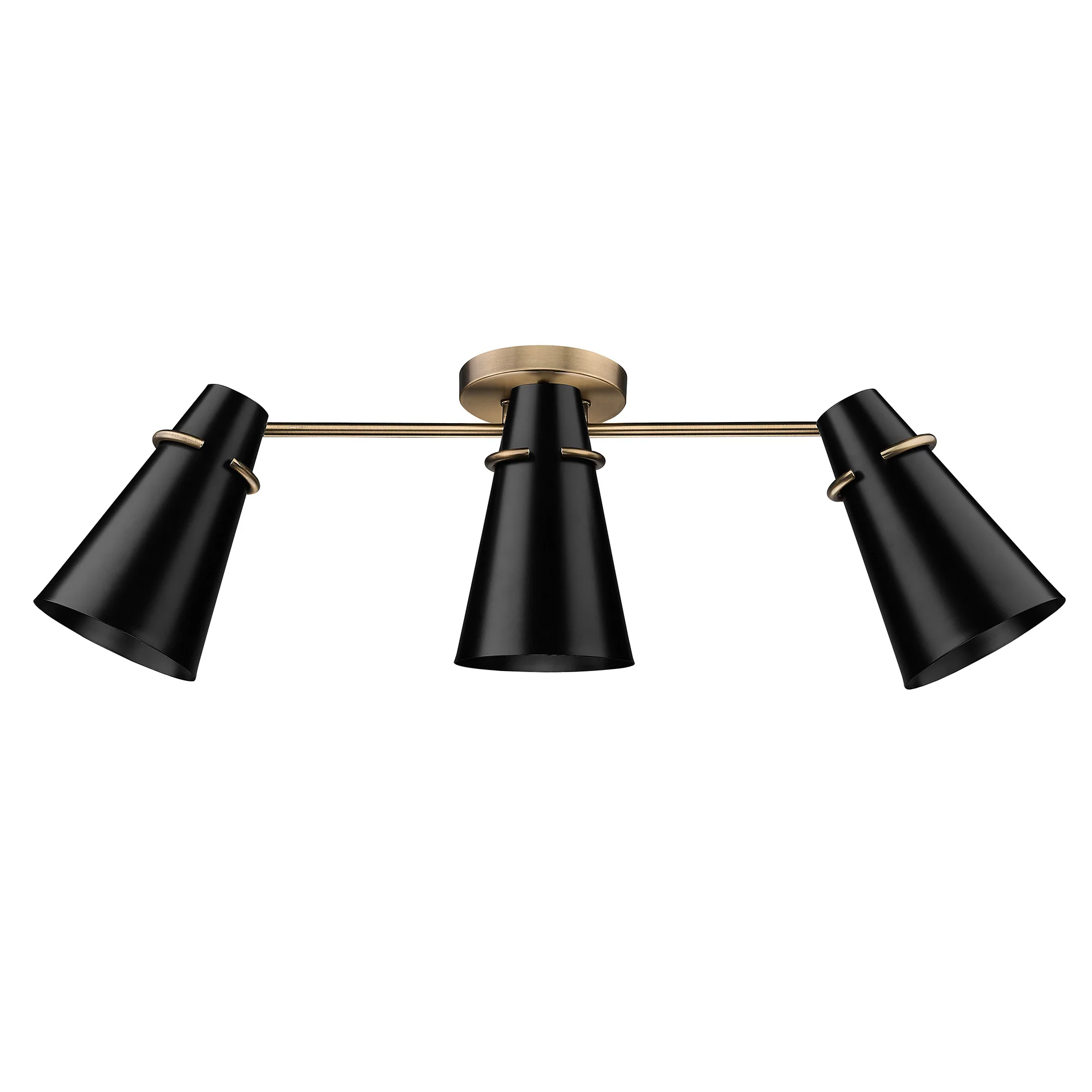 Reeva 3-light Semi-Flush Mount in Modern Brass and Matte Black shade - Image 2