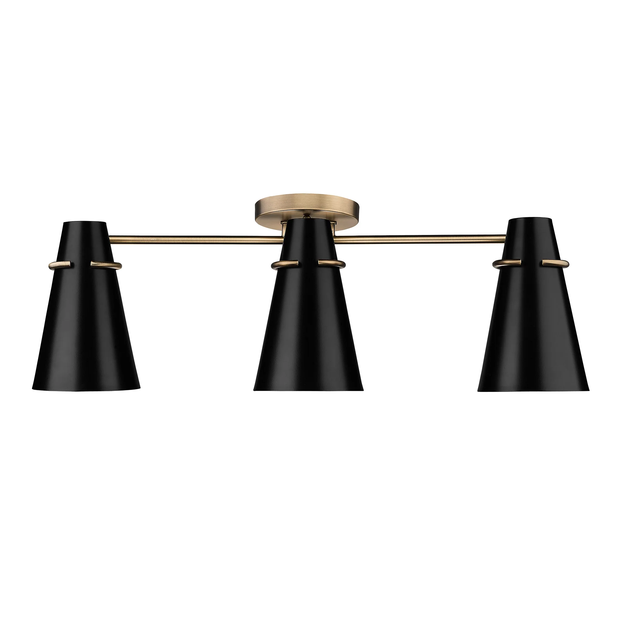 Reeva 3-light Semi-Flush Mount in Modern Brass and Matte Black shade - Image 3