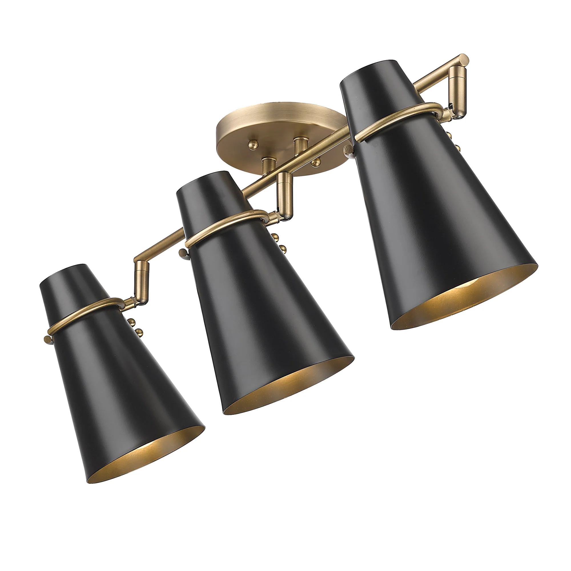 Reeva 3-light Semi-Flush Mount in Modern Brass and Matte Black shade - Image 4