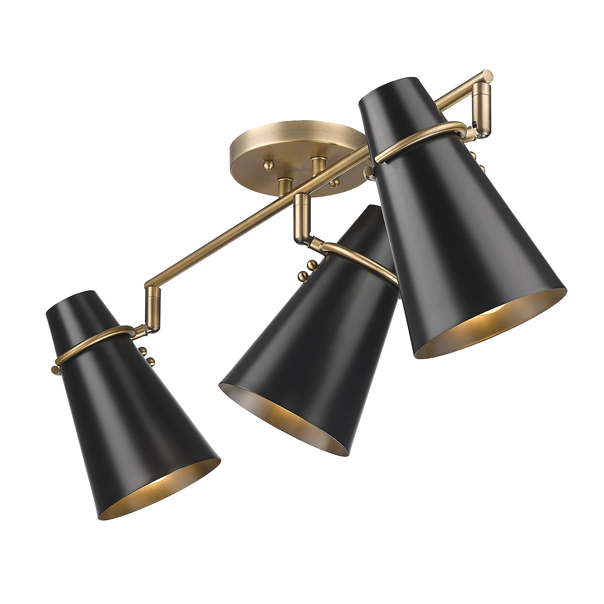 Reeva 3-light Semi-Flush Mount in Modern Brass and Matte Black shade - Image 6
