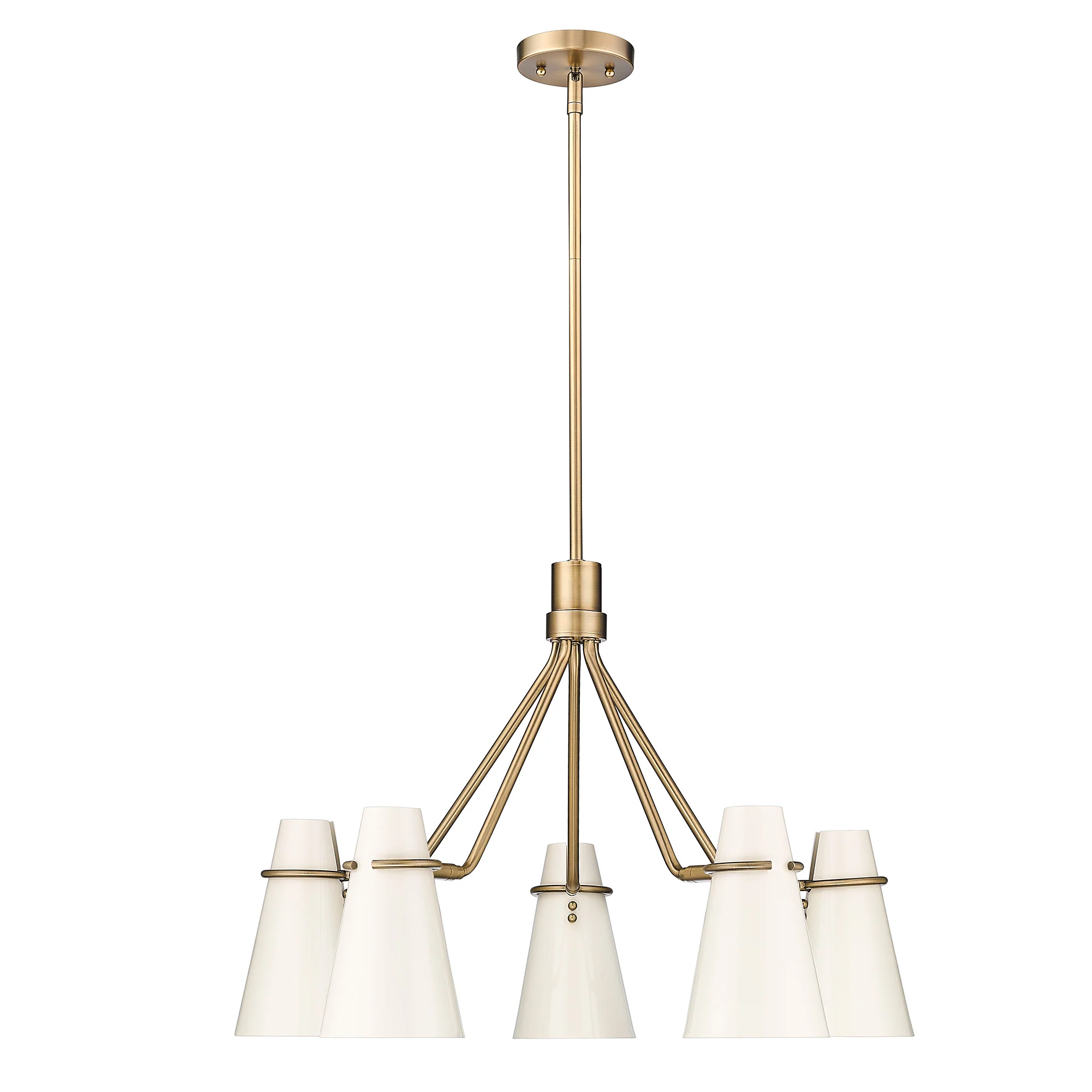 Reeva 5-light Chandelier in Modern Brass and Glossy Ecru shade - Image 3