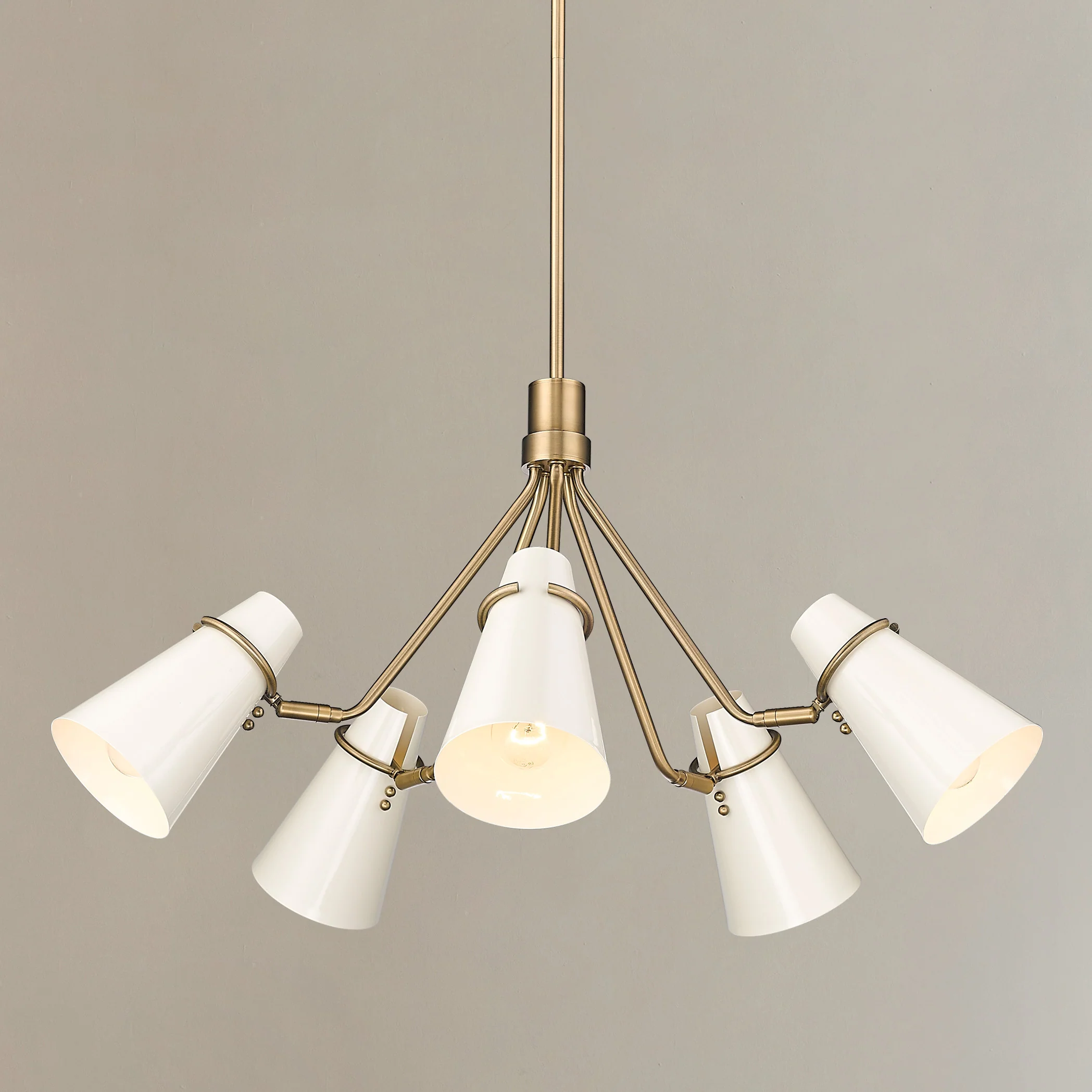Reeva 5-light Chandelier in Modern Brass and Glossy Ecru shade - Image 7