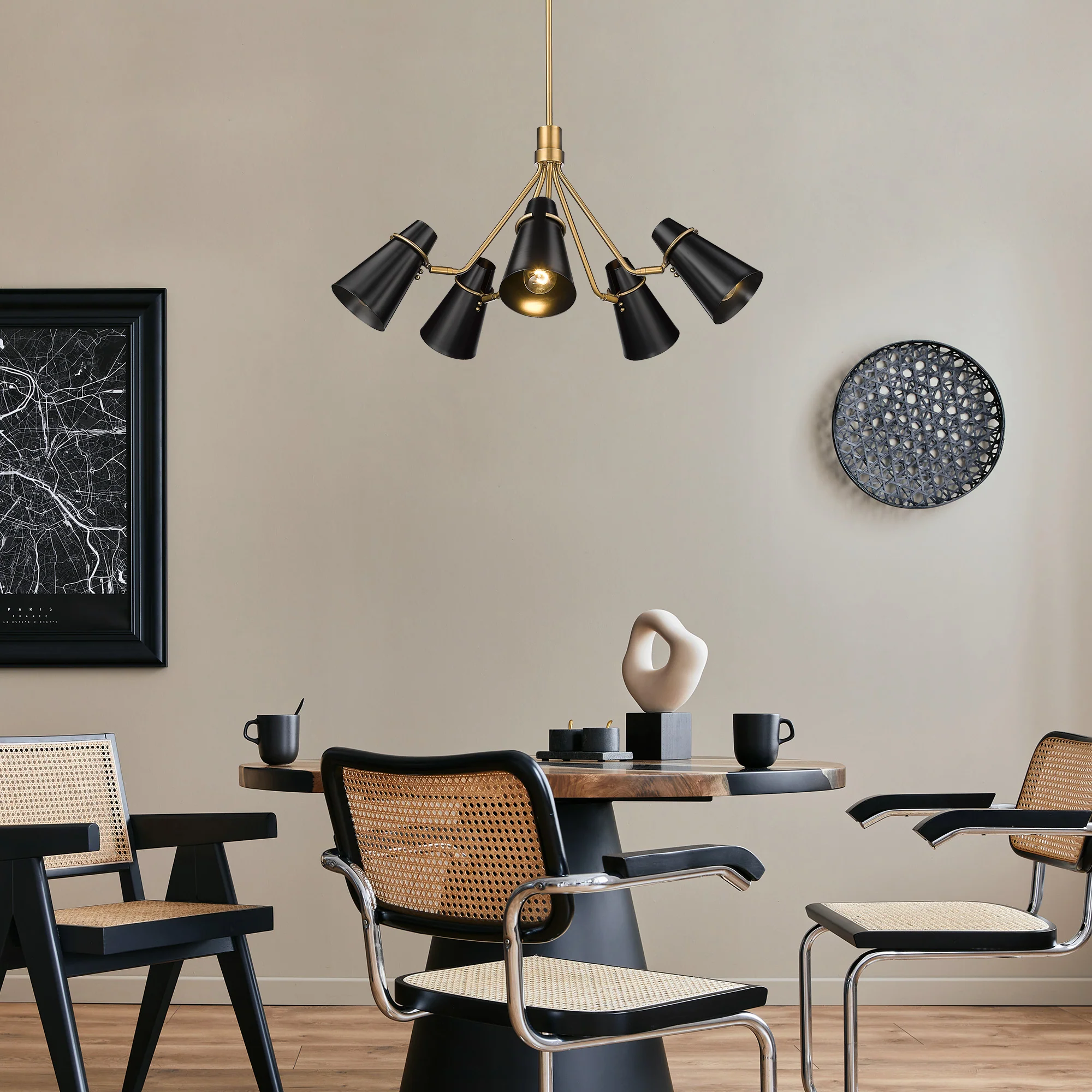 Reeva 5-light Chandelier in Modern Brass and Matte Black shade - Image 7